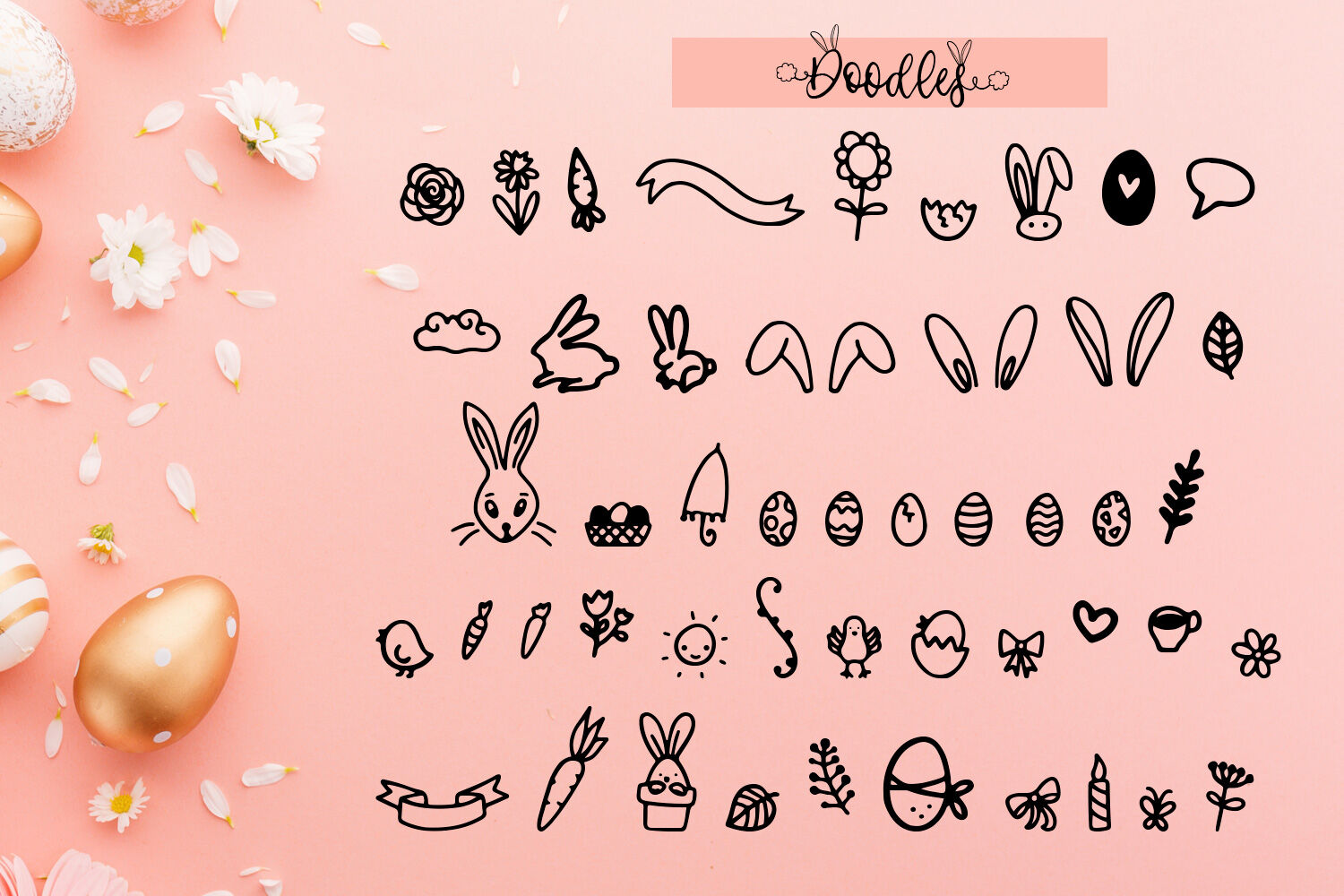 Bunny Tail An Easter Script Font With Doodles By Freeling Design House Thehungryjpeg Com