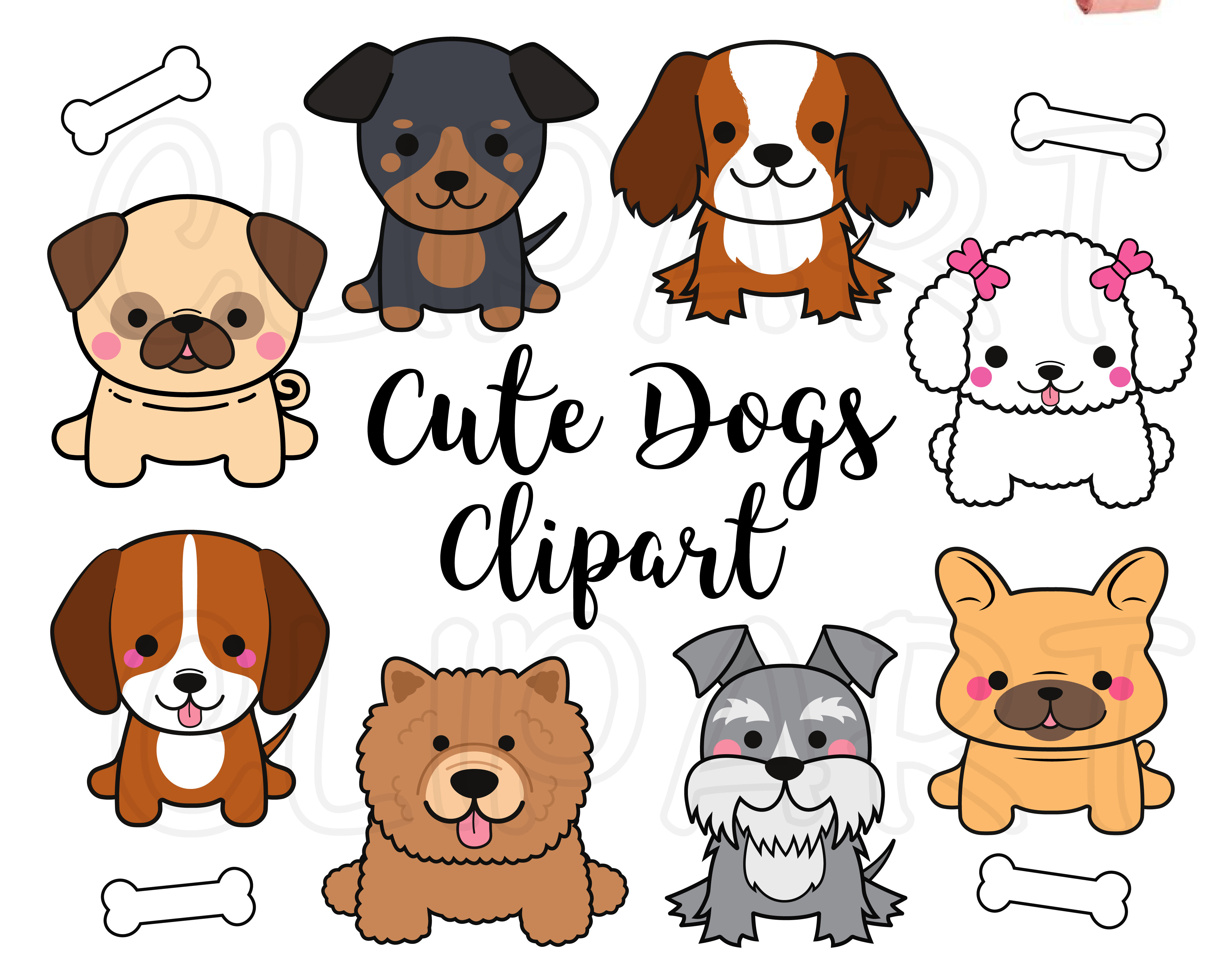 Dogs Clipart, Dogs Clip Art, Cute Puppy Clipart, Kawaii ...