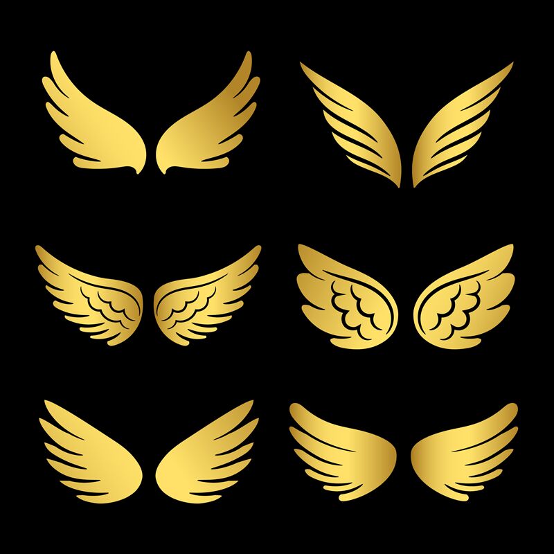 Golden Angel Wings Isolated Stock Photo - Download Image Now