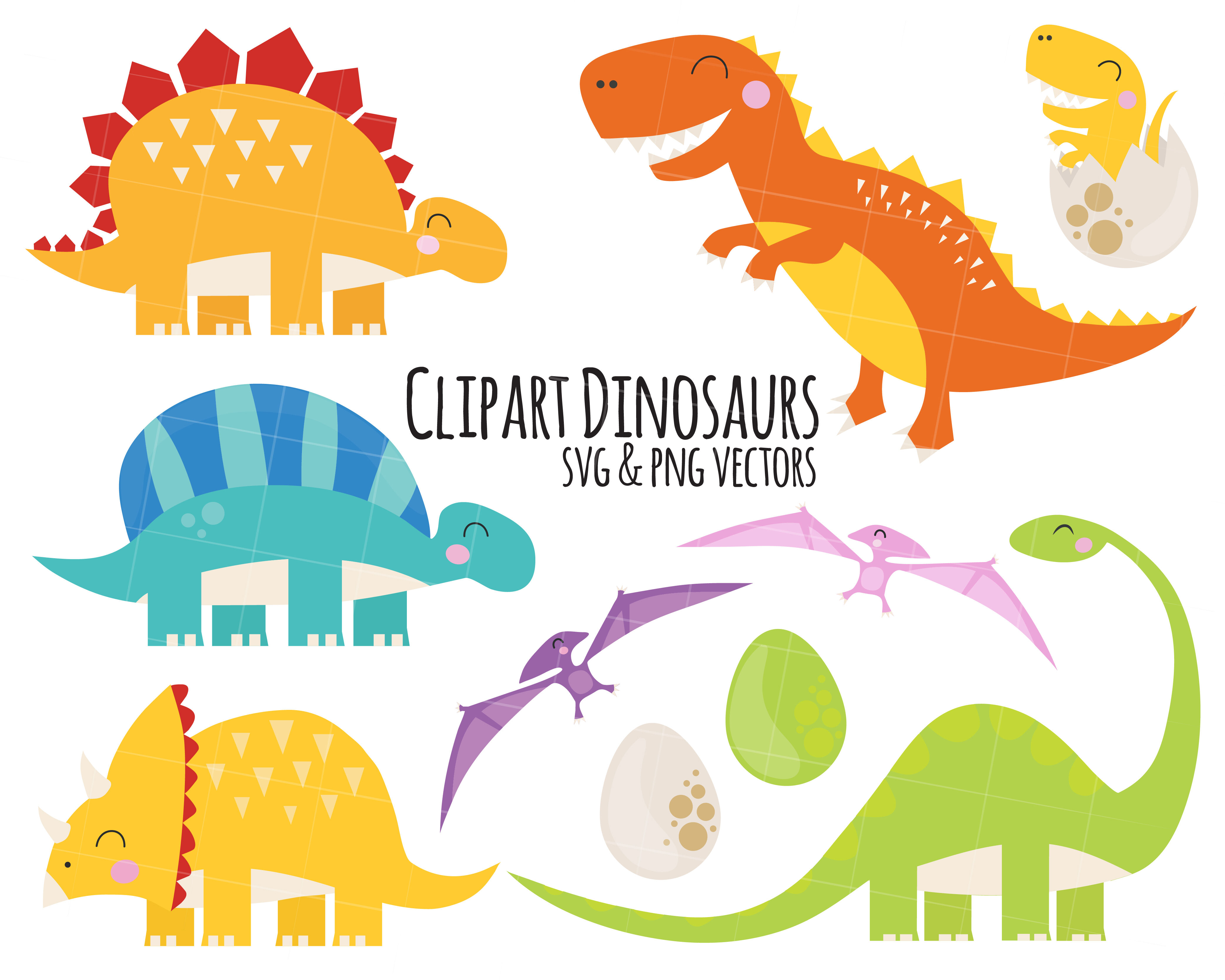 Dinosaurs Clipart Dinosaurs Clip Art Trex Clipart Stegosaurus By My First Invite Thehungryjpeg Com