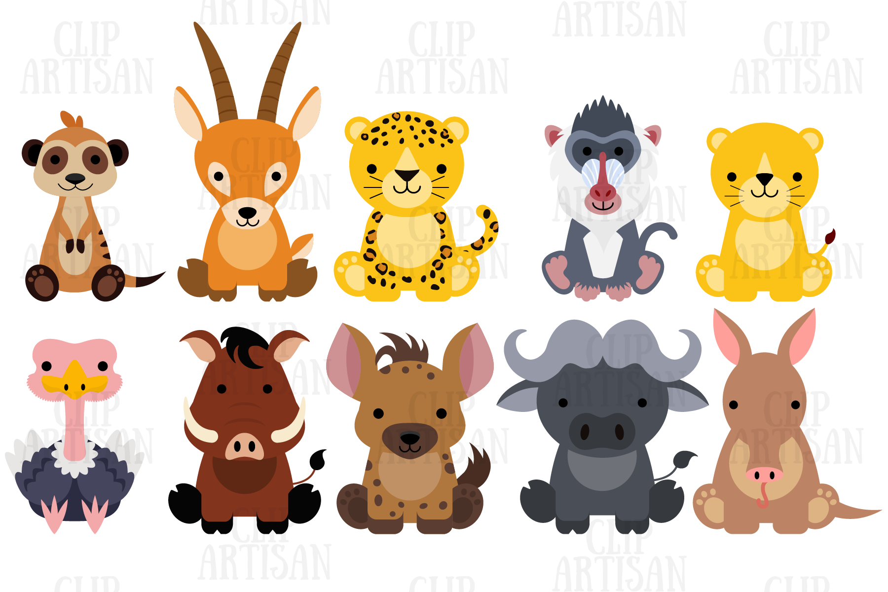 African Animals Clipart Set 2, Safari, Zoo By ClipArtisan | TheHungryJPEG