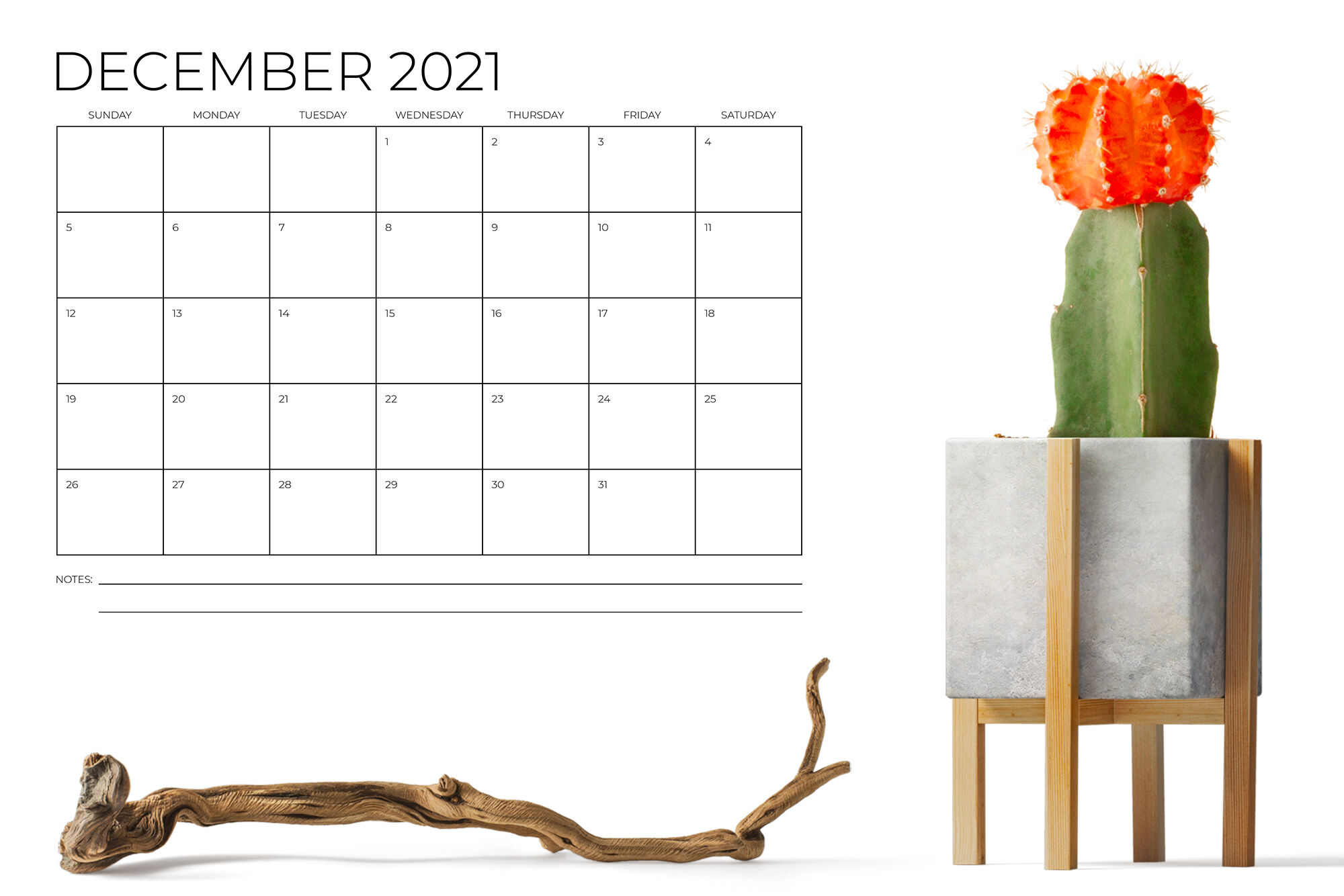 8.5 x 11 Inch Minimal 2021 Calendar By Running With Foxes | TheHungryJPEG.com