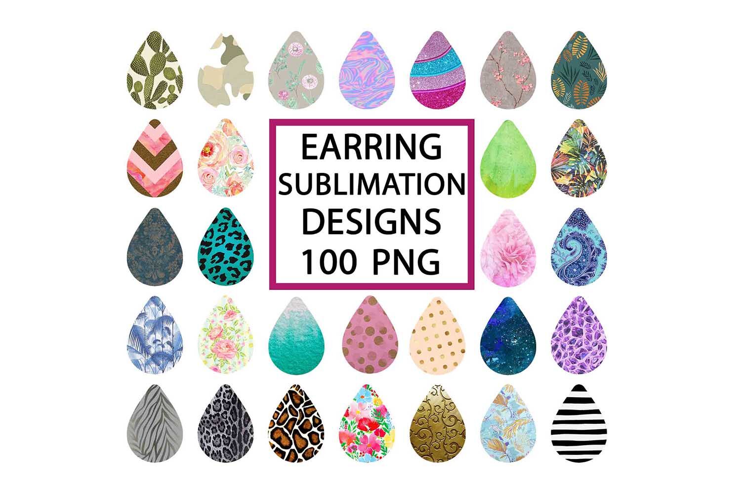 JPG digital files Bunnicorn teardrop earring sublimation design set ~ Fits Amanda/'s Crafty Creates sublimation blanks ~ PNG