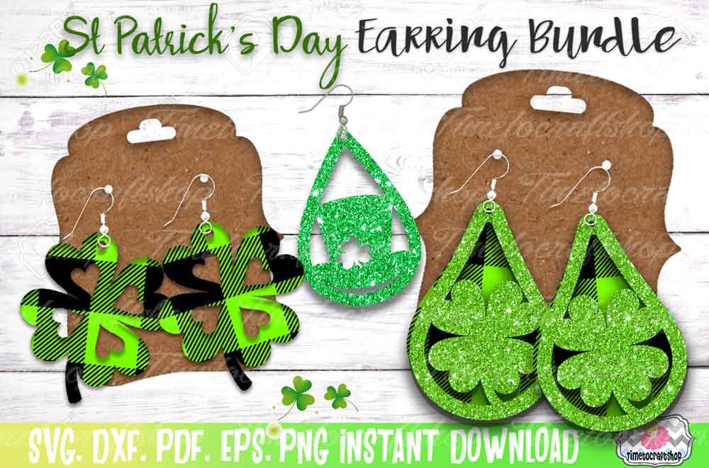 St Patrick S Day Earring Bundle Shamrock Teardrop Earrings By Timetocraftshop Thehungryjpeg Com
