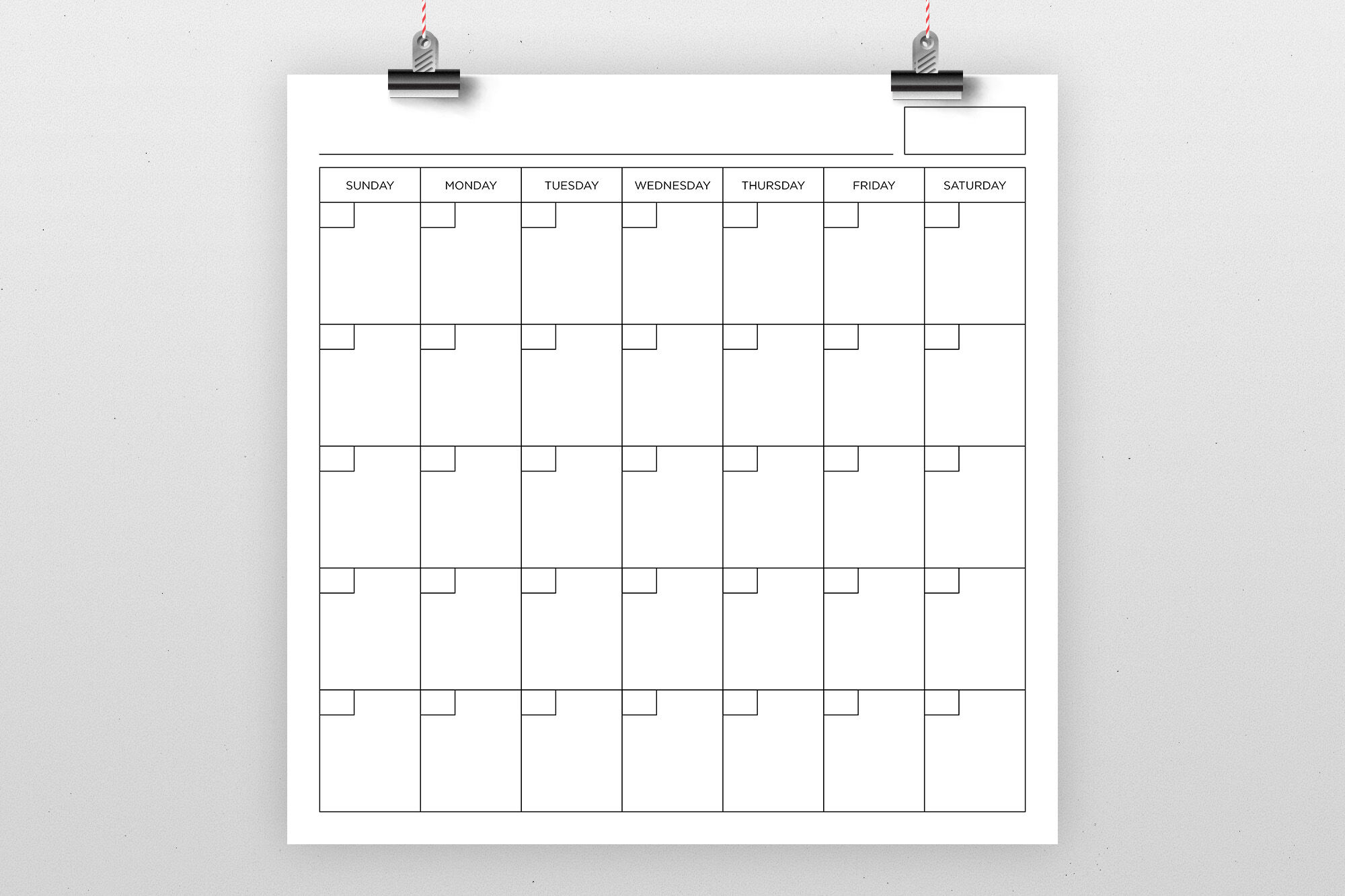 Calendar With Large Squares Printable Calendar