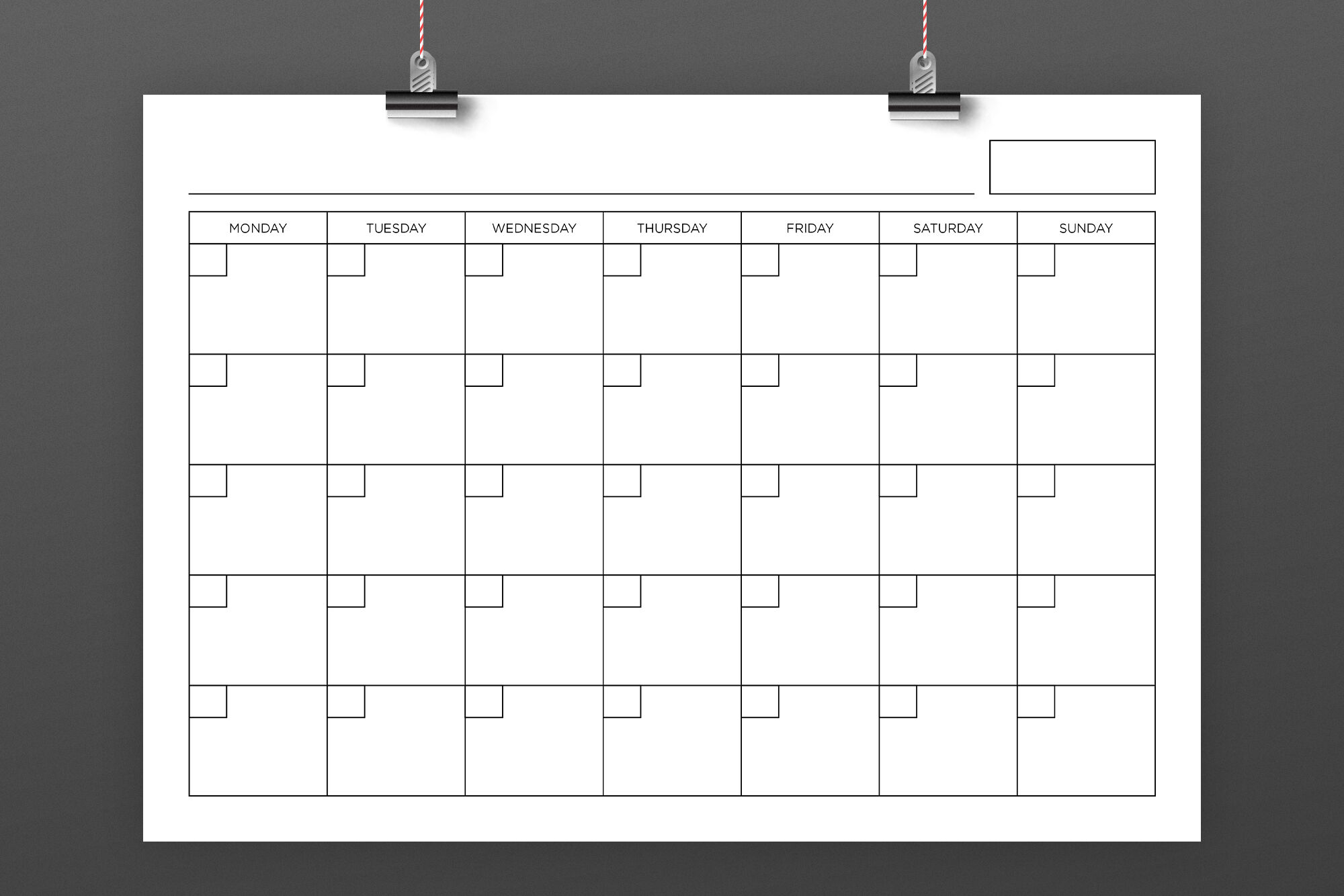 Blank One Month Calendar Template