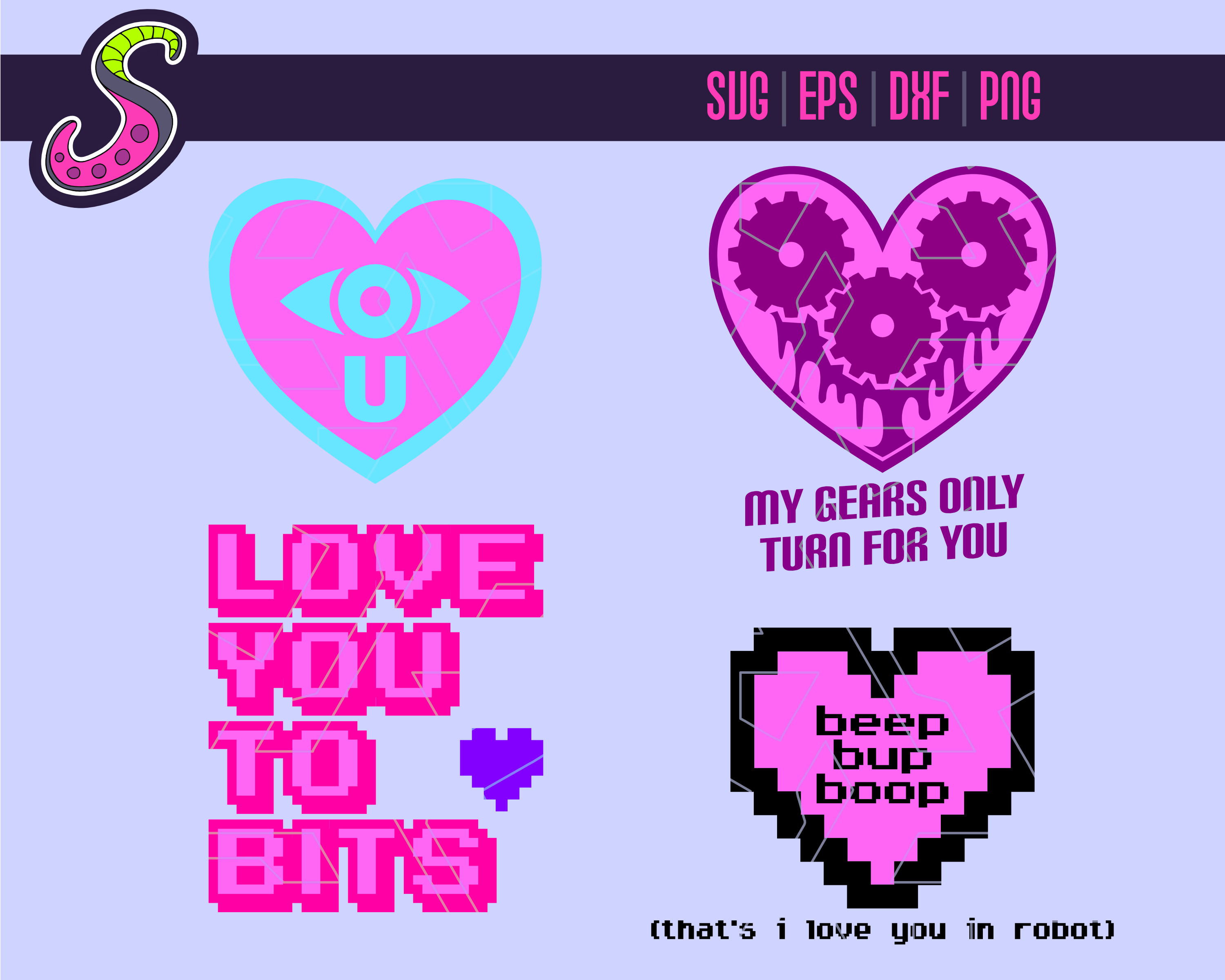 Robot Love Cut Print Svg Png Eps Dxf By Sabrina Blackheart Thehungryjpeg Com