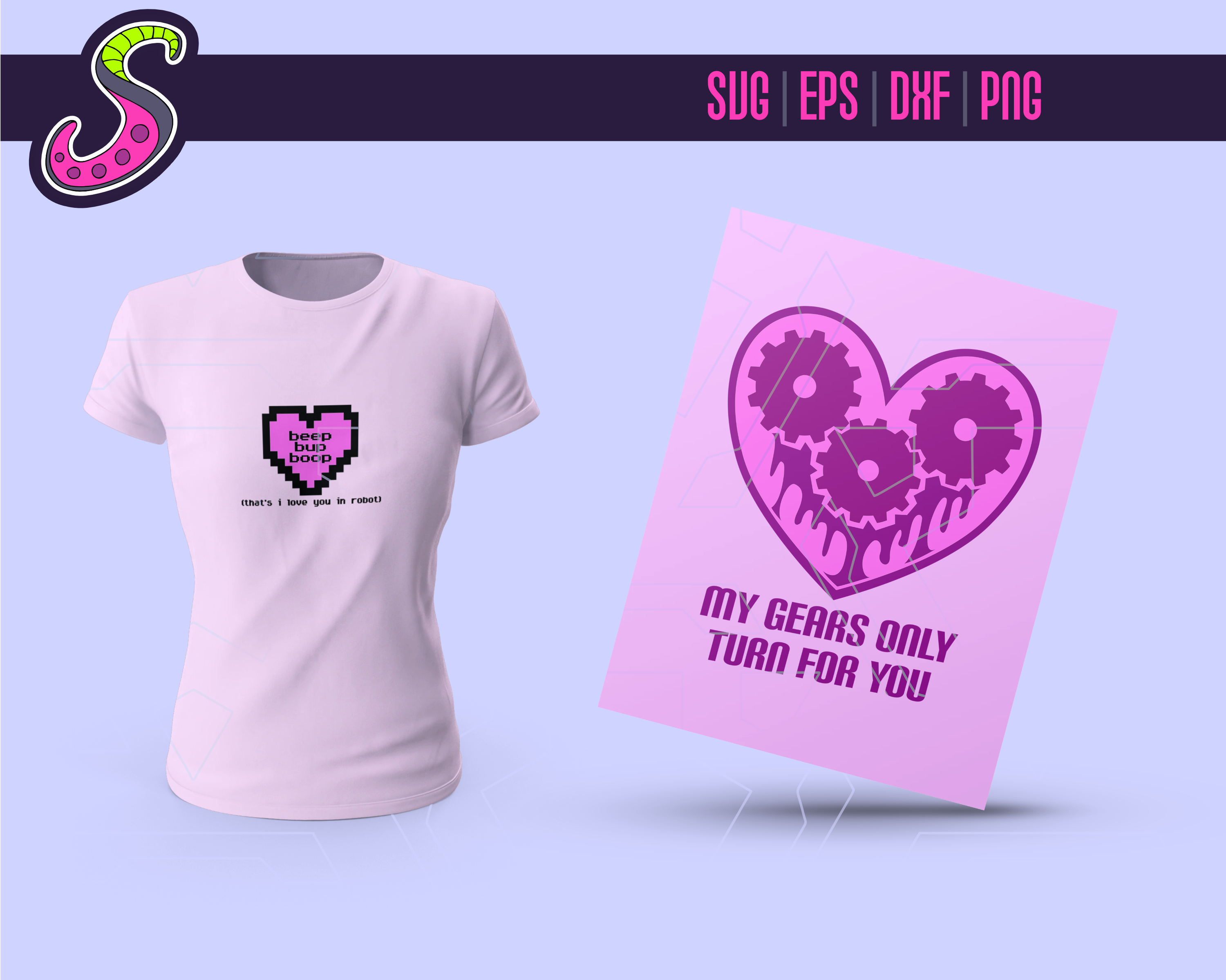 Robot Love Cut Print Svg Png Eps Dxf By Sabrina Blackheart Thehungryjpeg Com