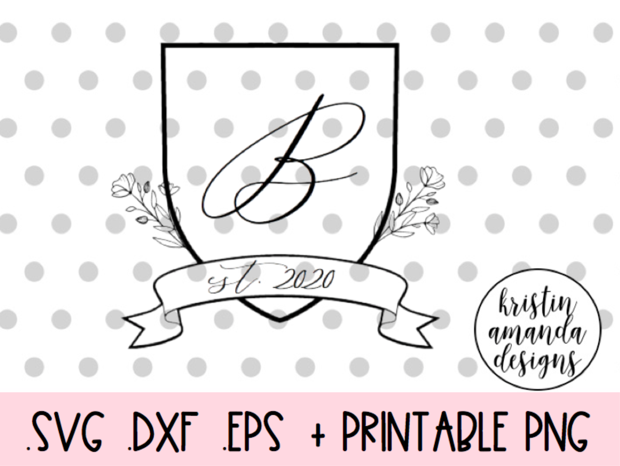 Download Floral Crest Creator Wedding Crest Svg Dxf Eps Png Cut File Cricut S By Kristin Amanda Designs Svg Cut Files Thehungryjpeg Com SVG, PNG, EPS, DXF File