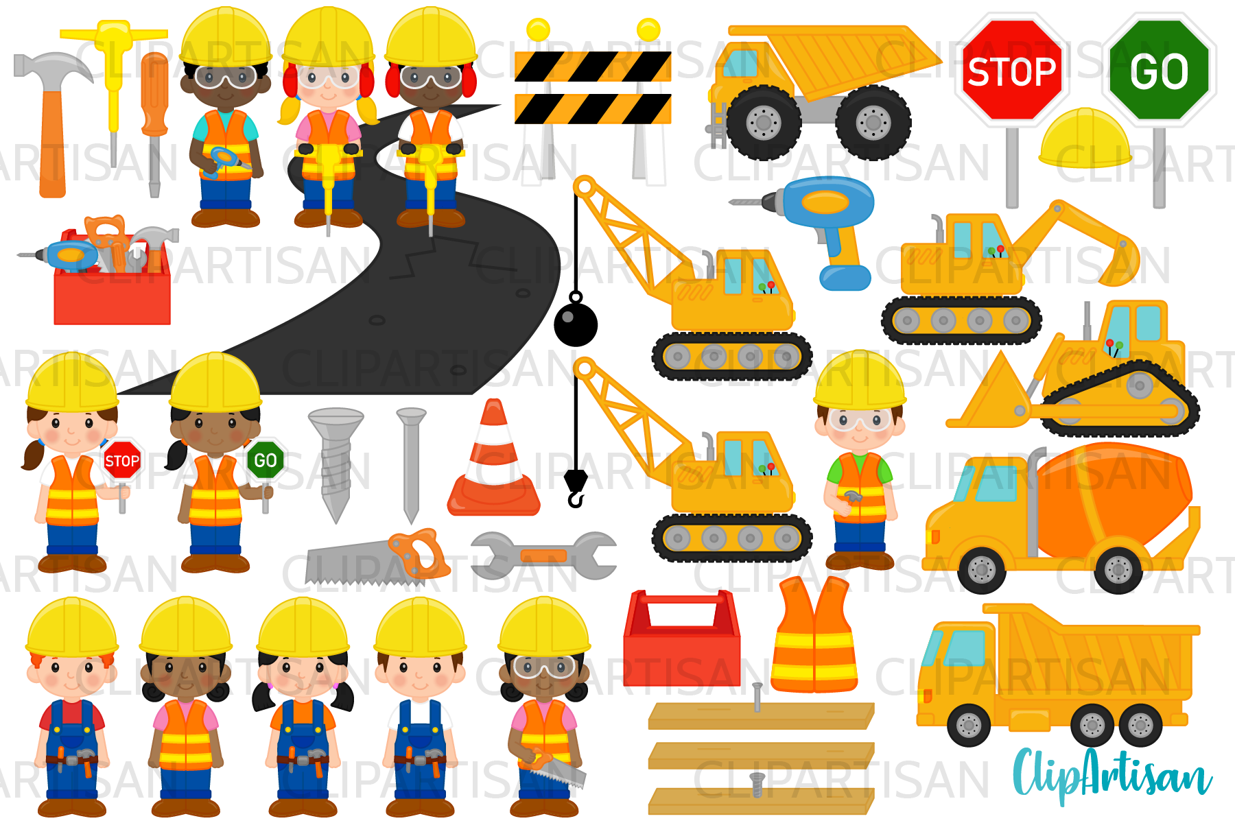 Construction Clip Art By ClipArtisan | TheHungryJPEG