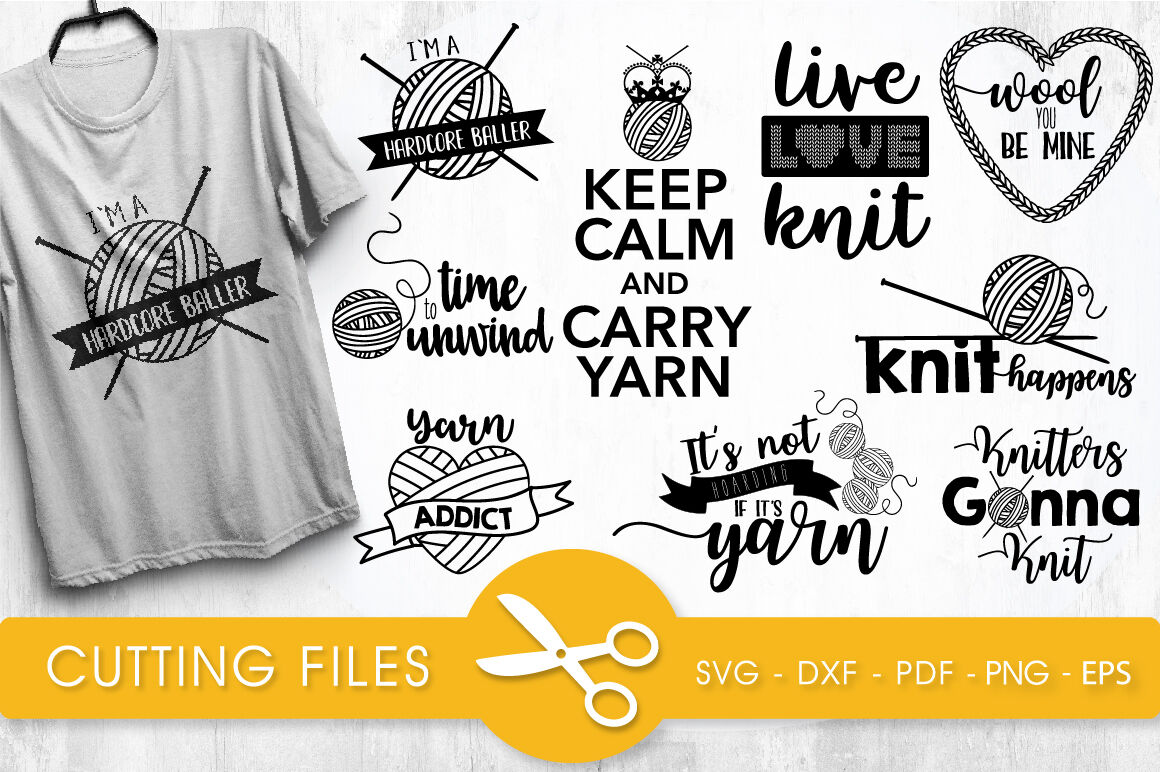 Download Knitting Svg Bundle Cutting Files Svg Dxf Pdf Eps Png By Prettycuttables Thehungryjpeg Com