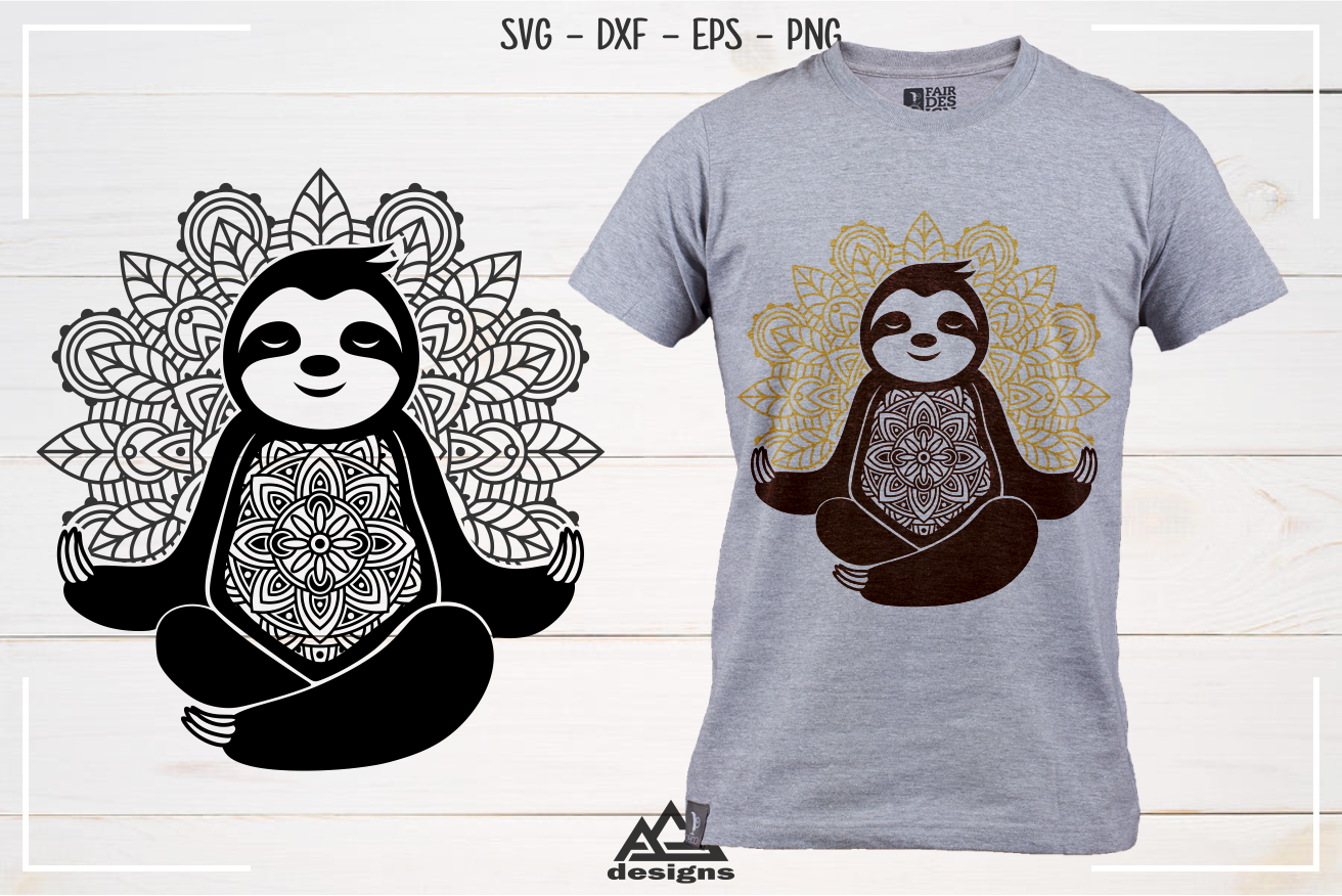 Sloth Mandala Zentangle Svg Design By AgsDesign | TheHungryJPEG.com