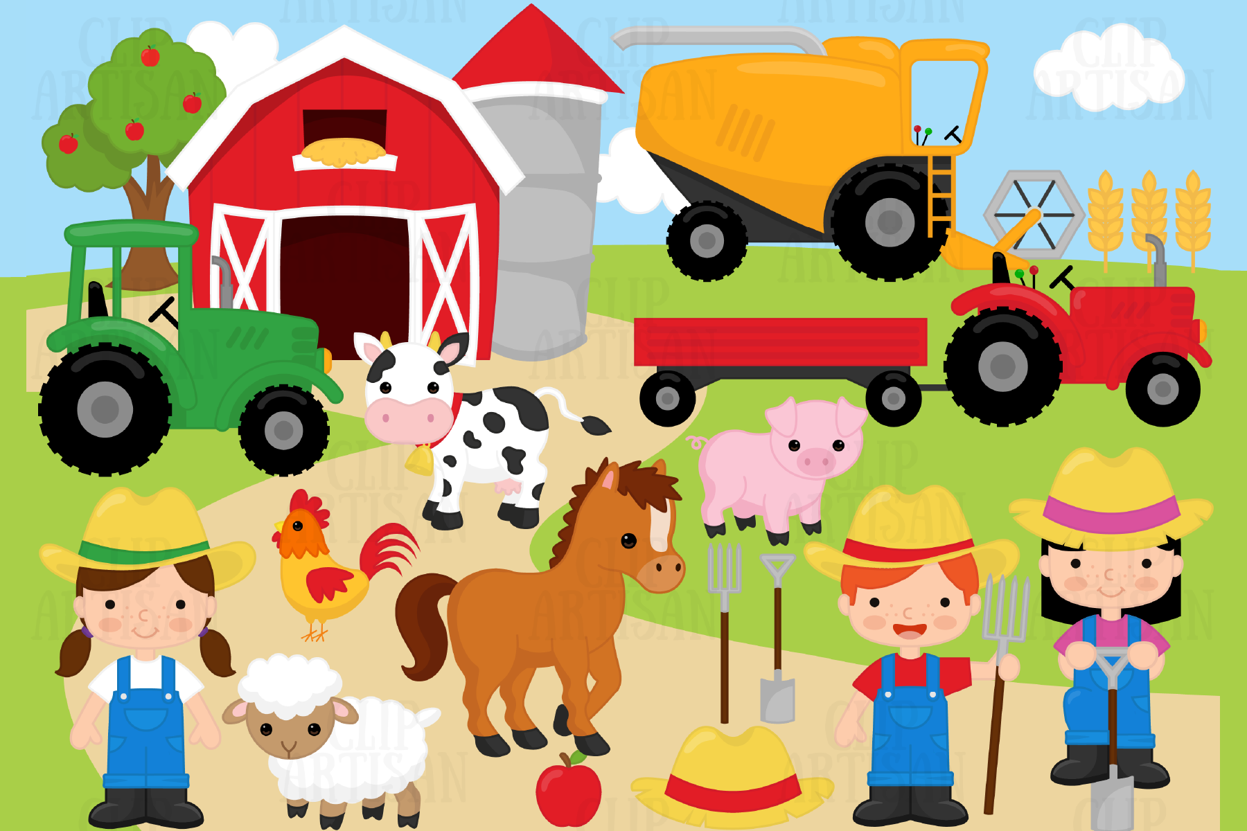 Farm Animals Clipart Farmer By Clipartisan Thehungryjpeg Com