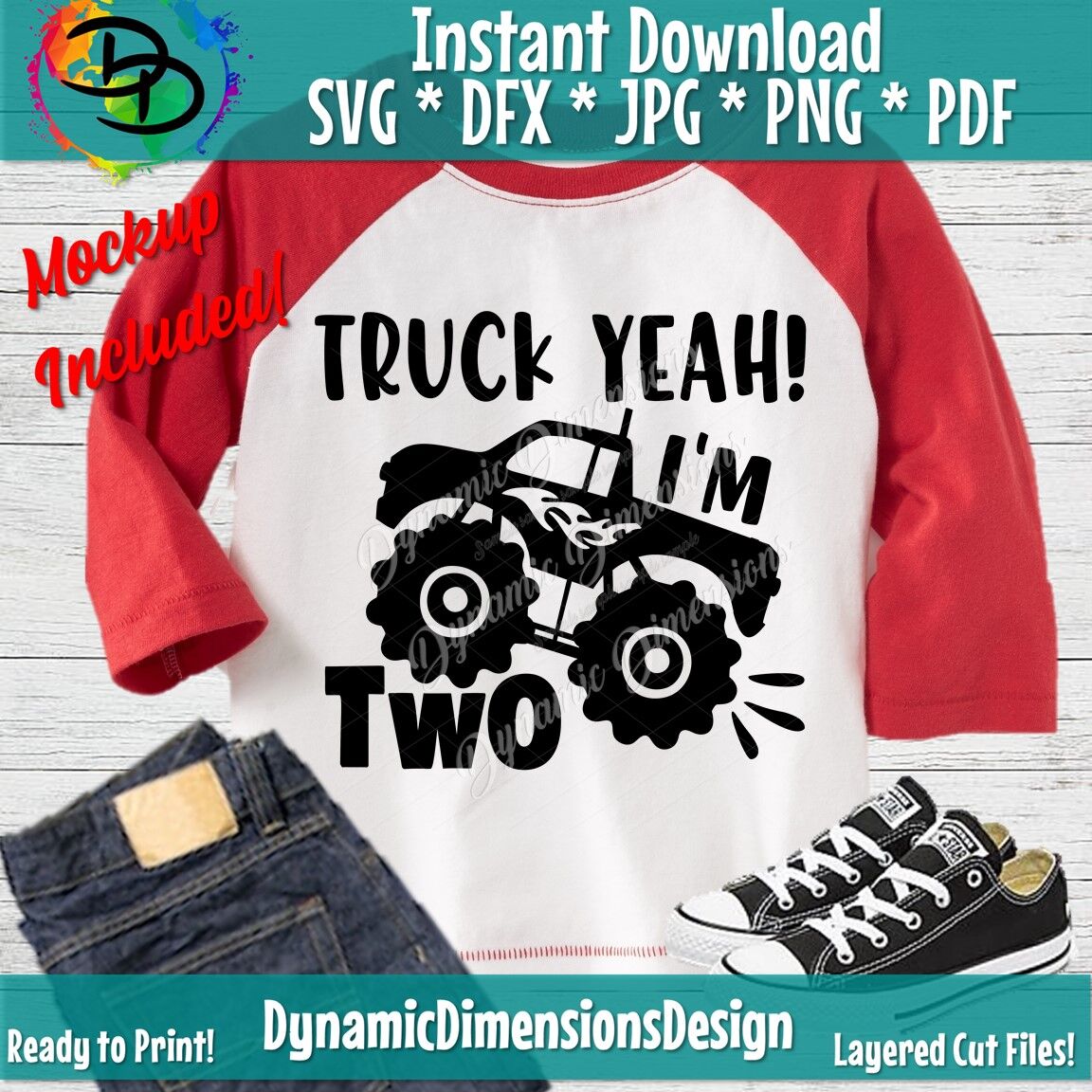 Truck Yeah Svg Birthday Boy Two Year Old Second Birthday Monster T By Dynamic Dimensions Thehungryjpeg Com