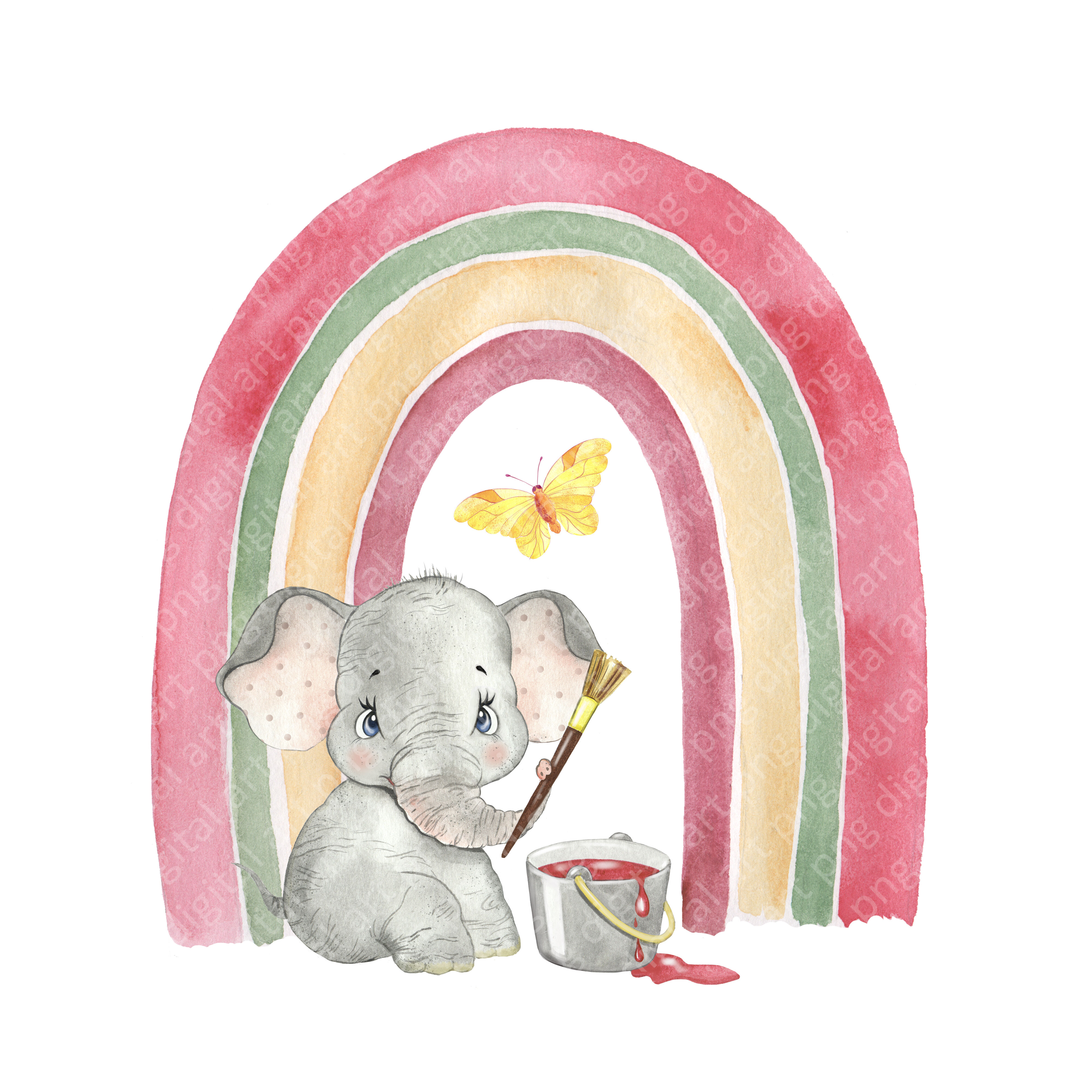 Watercolor Rainbow Clipart. Elephant clipart watercolor ...