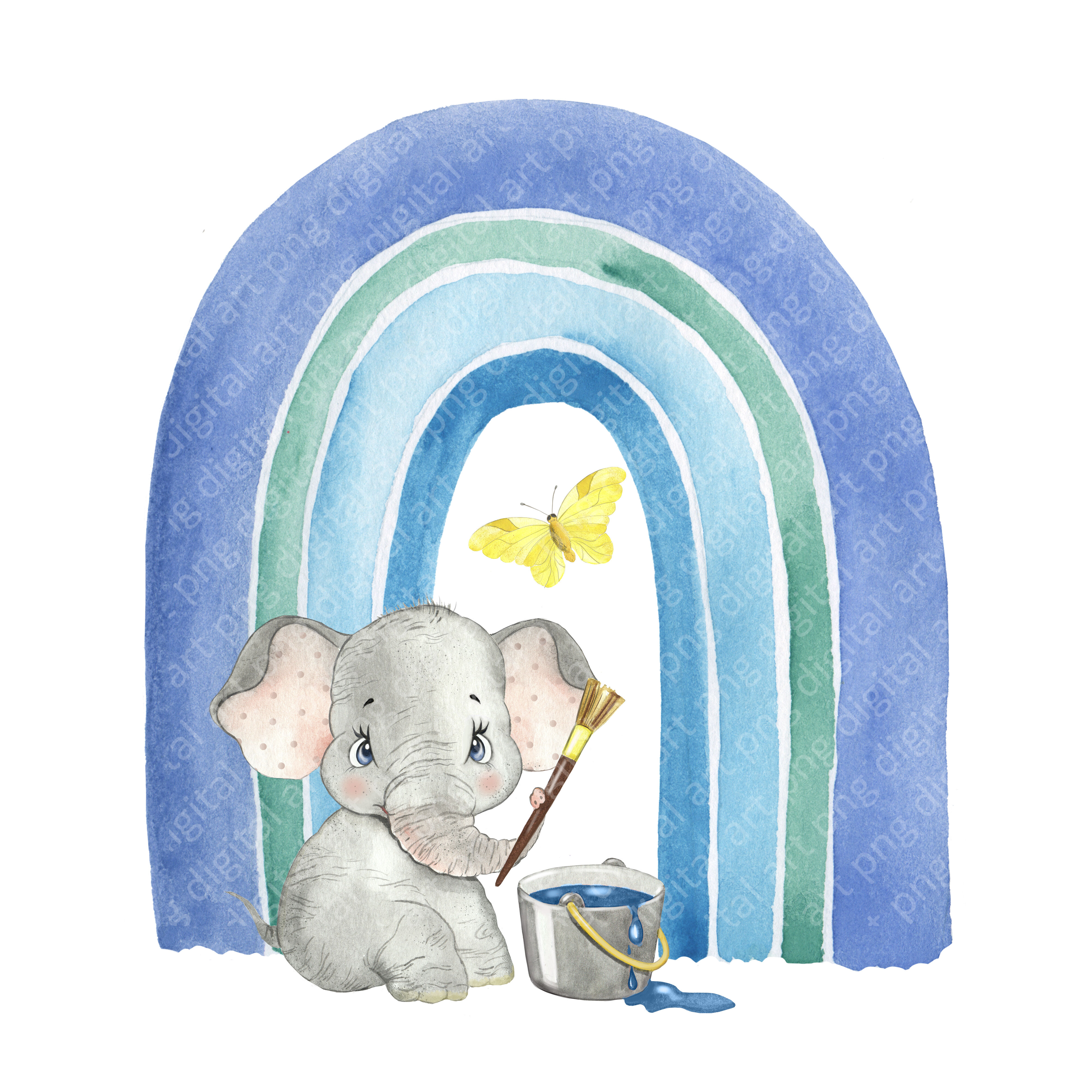 Watercolor Rainbow Clipart Elephant clipart watercolor Printable art Watercolor Rainbow Clipart Elephant clipart watercolor Printable art
