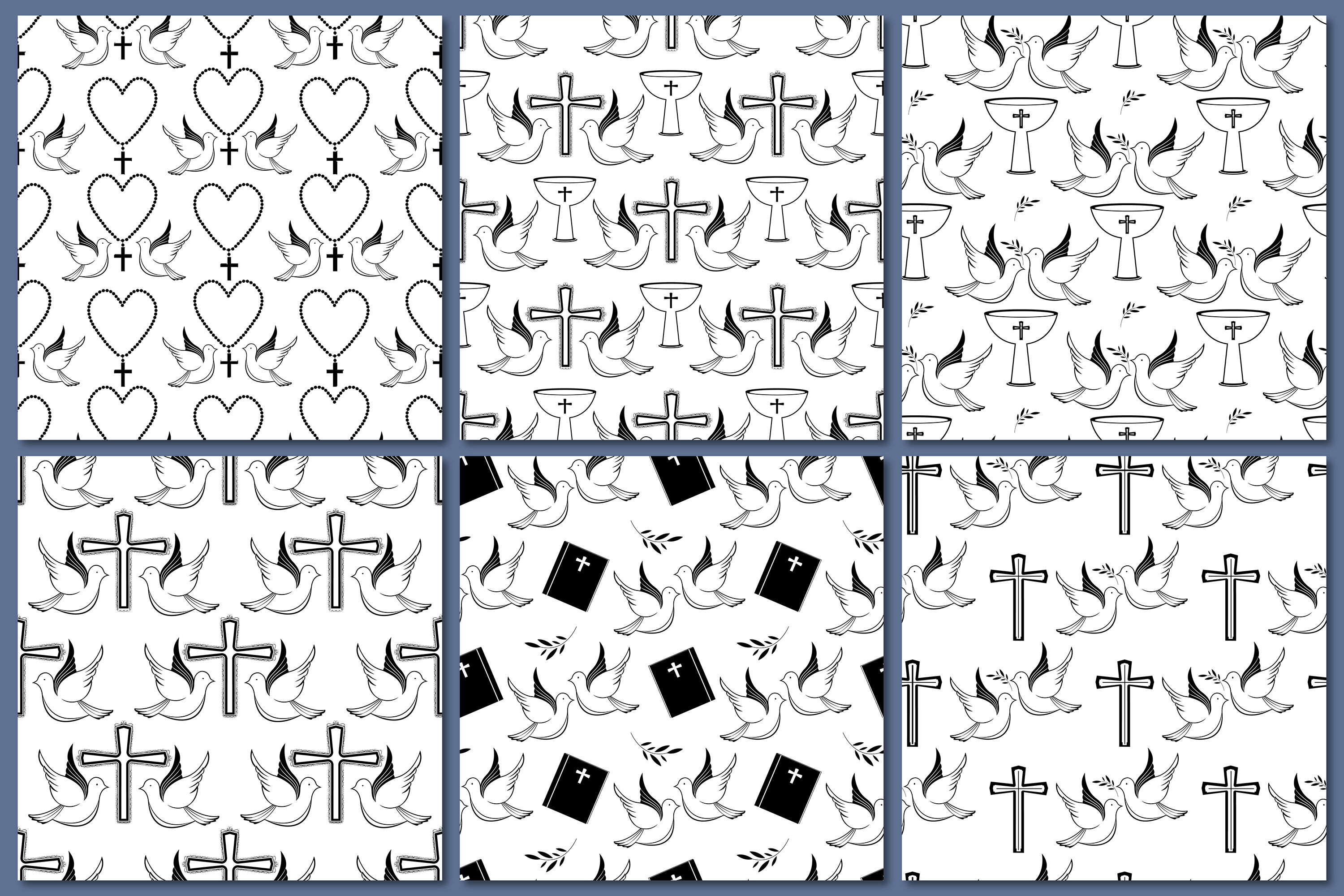 Set Of Christian Seamless Patterns With Biblical Symbols By Liluart Thehungryjpeg Com