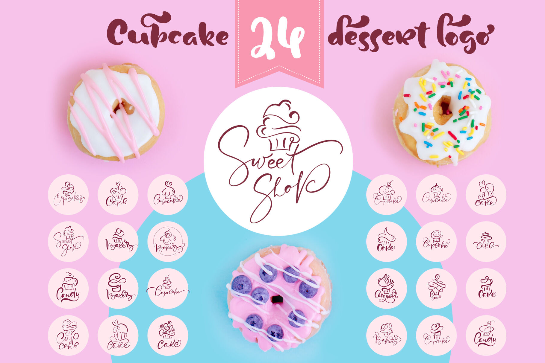 Cupcake Dessert Logo By Happy Letters Thehungryjpeg Com