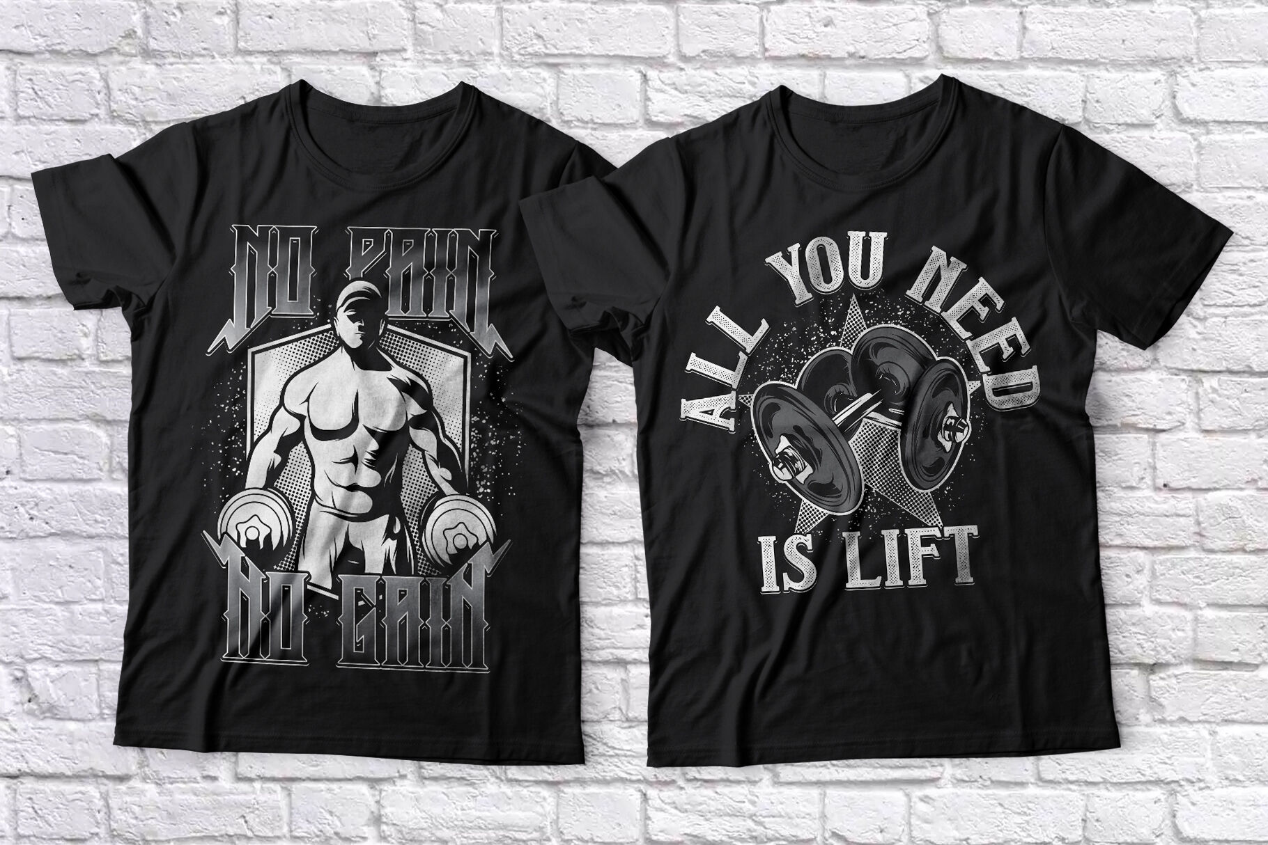 12 gym tshirt designs By Vozzy Vintage Fonts and Graphics