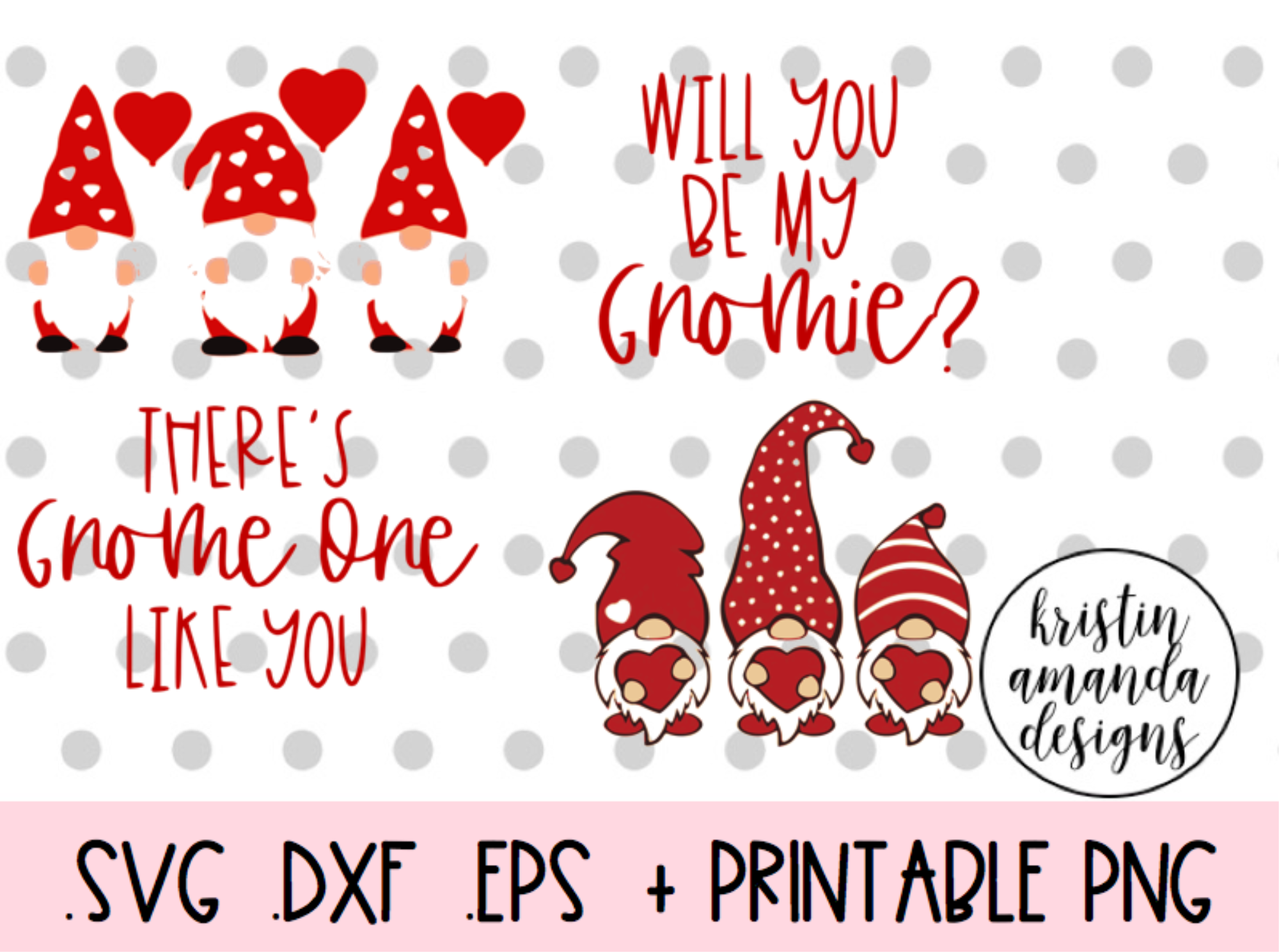 Download Gnome Valentine's Day Bundle SVG DXF EPS PNG Cut File ...