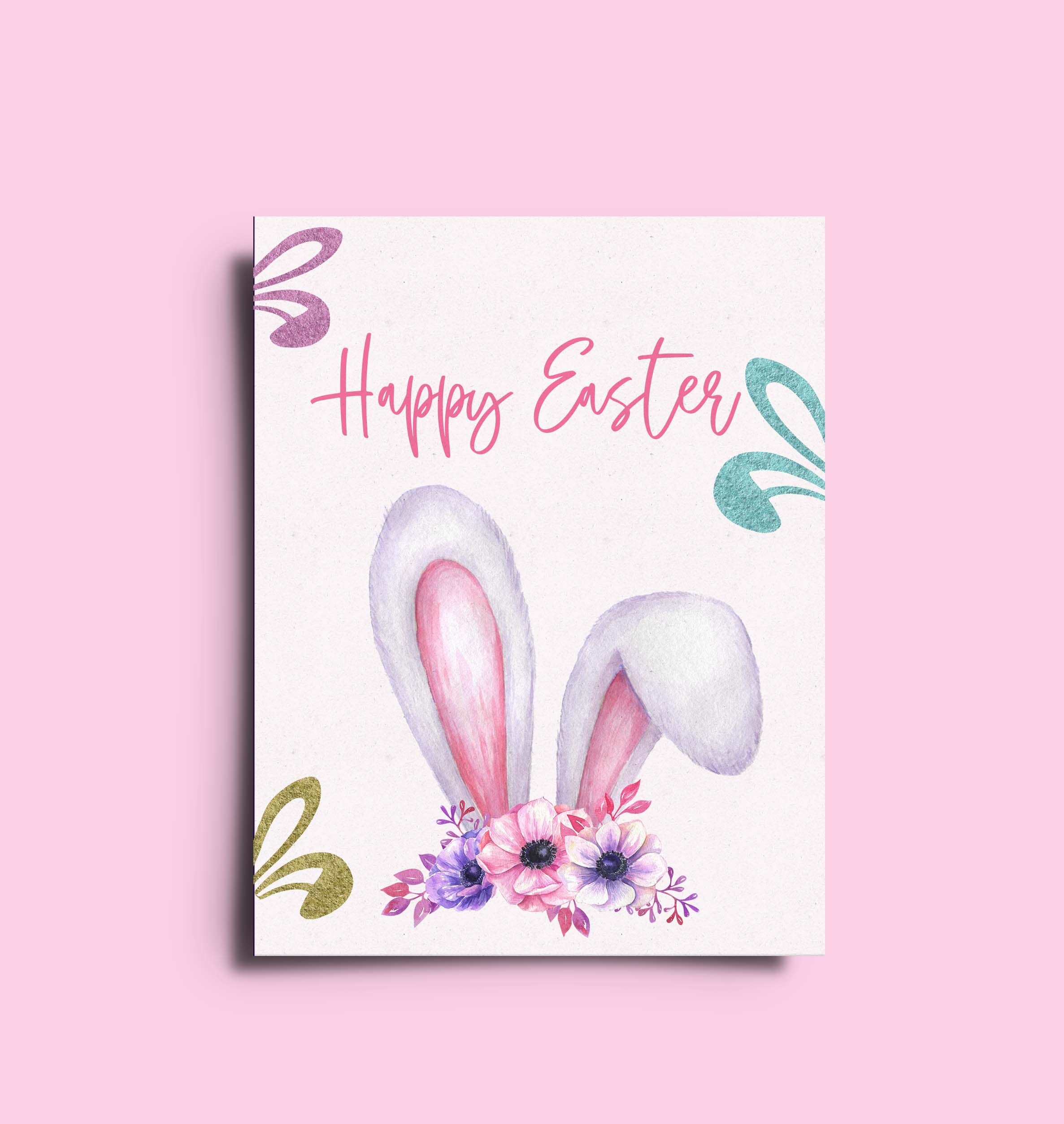 Watercolor Easter Bunny ears Clipart Happy Easter floral ears rabbits By  VilenaArt | TheHungryJPEG