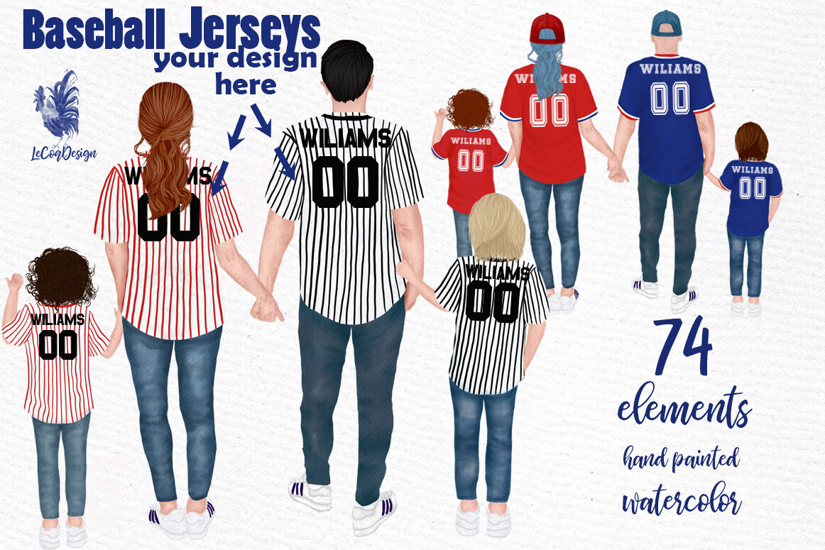 Baseball Jerseys Clipart Family In Jerseys Baseball Family By Lecoqdesign Thehungryjpeg Com