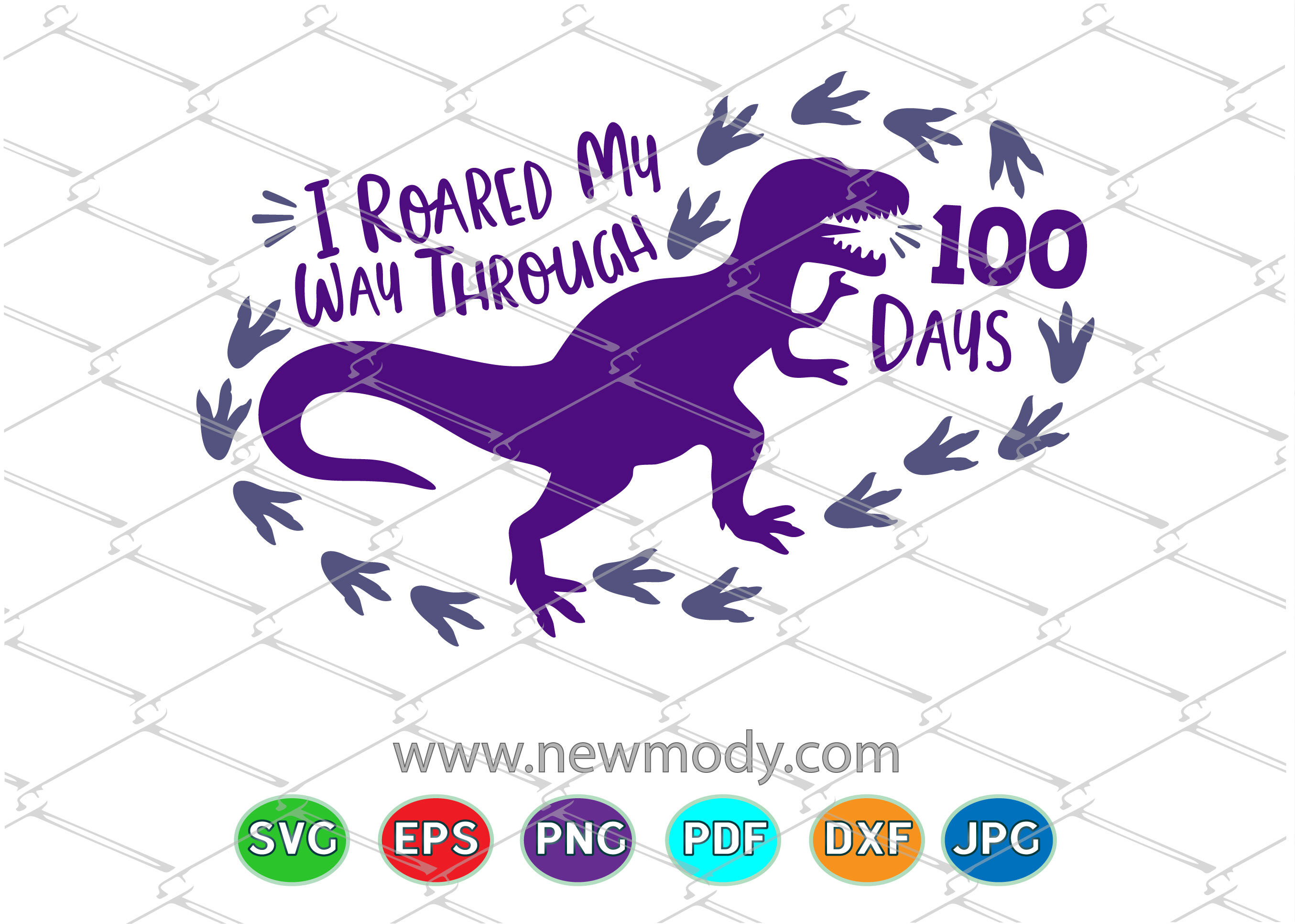 I Roared My Way Through 100 Days Svg Dinosaur Svg 100th Day Svg By Amittaart Thehungryjpeg Com