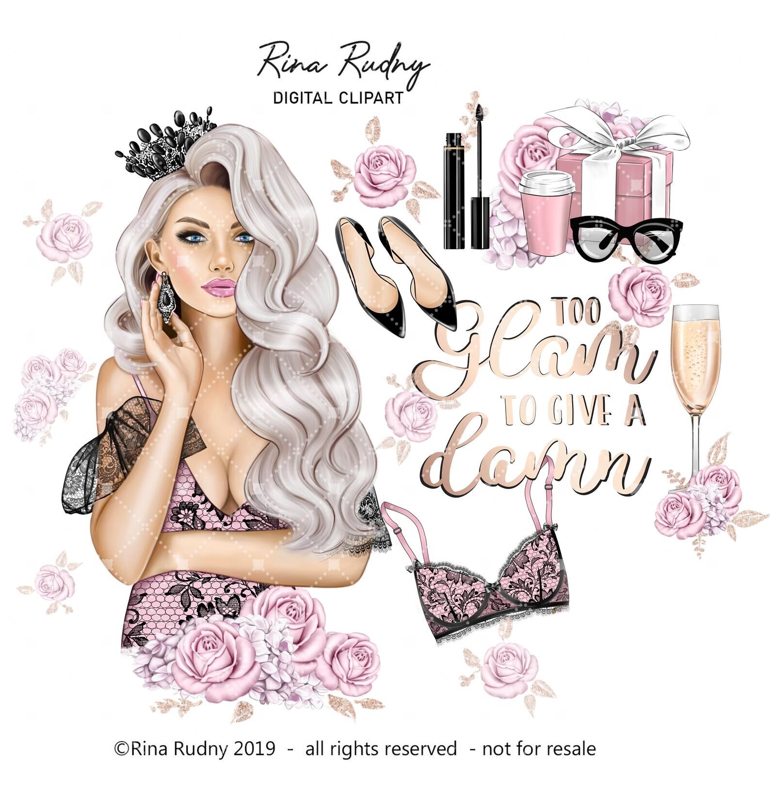glam girl clipart book