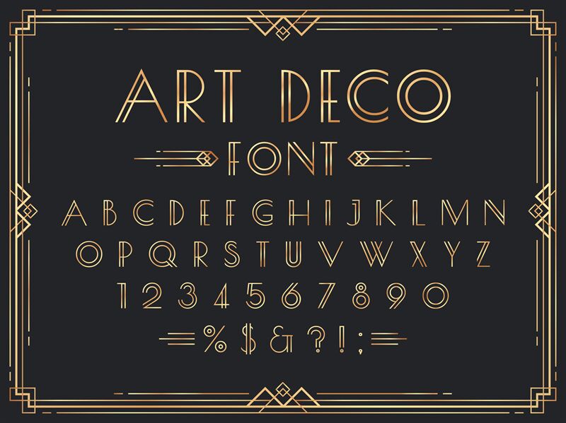 Golden Art Deco Font Luxury Decorative 1920s Geometric Letters Ornam By Tartila Thehungryjpeg Com