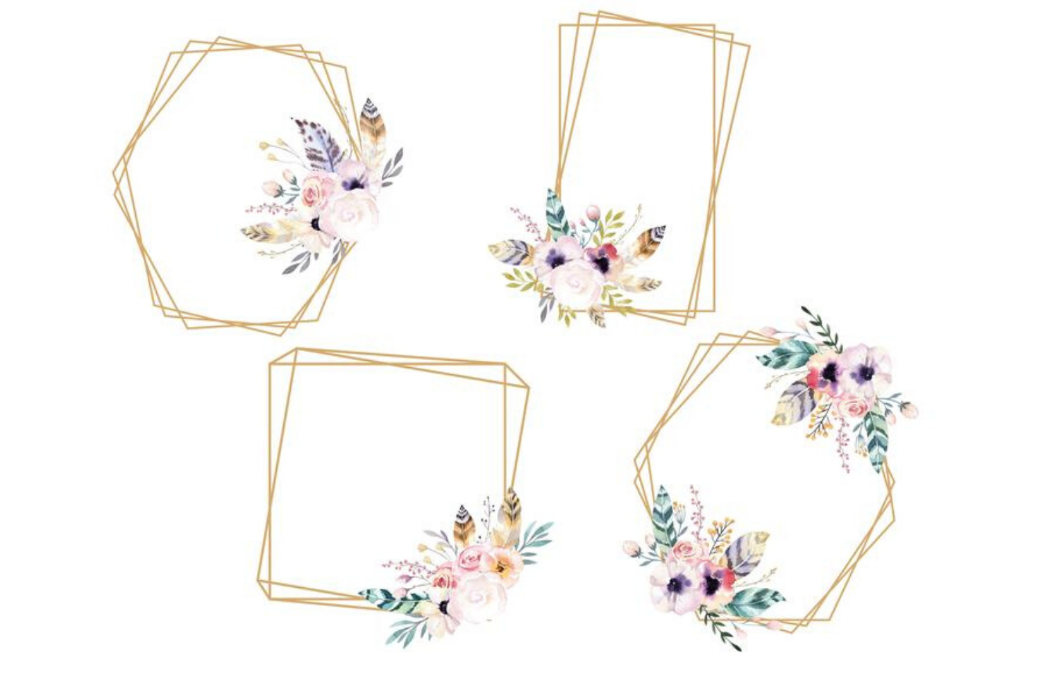 Floral Rustic Wedding Decorative Frames Frames With Watercolor Flower By Old Continent Design Thehungryjpeg Com Here you can explore hq frame transparent illustrations, icons and clipart with filter setting like size, type, color etc. floral rustic wedding decorative frames