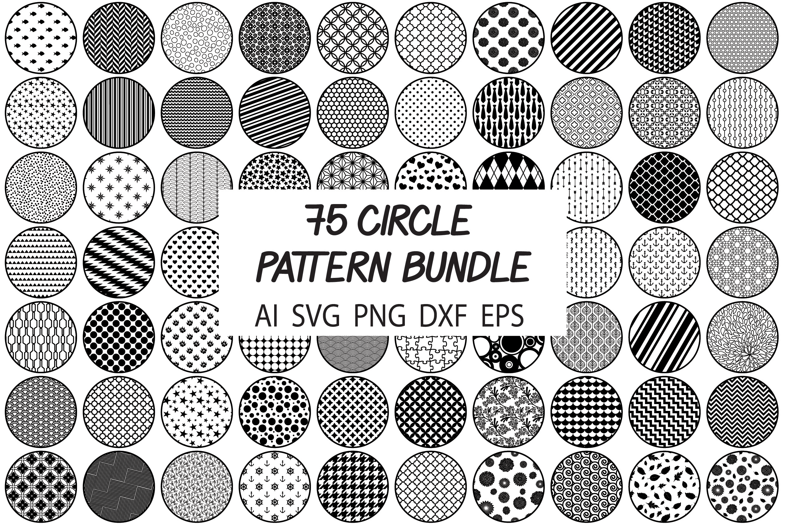 75 Circle Patterns SVG Bundle, Background Pattern SVG Cut Files By Doodle  Cloud Studio