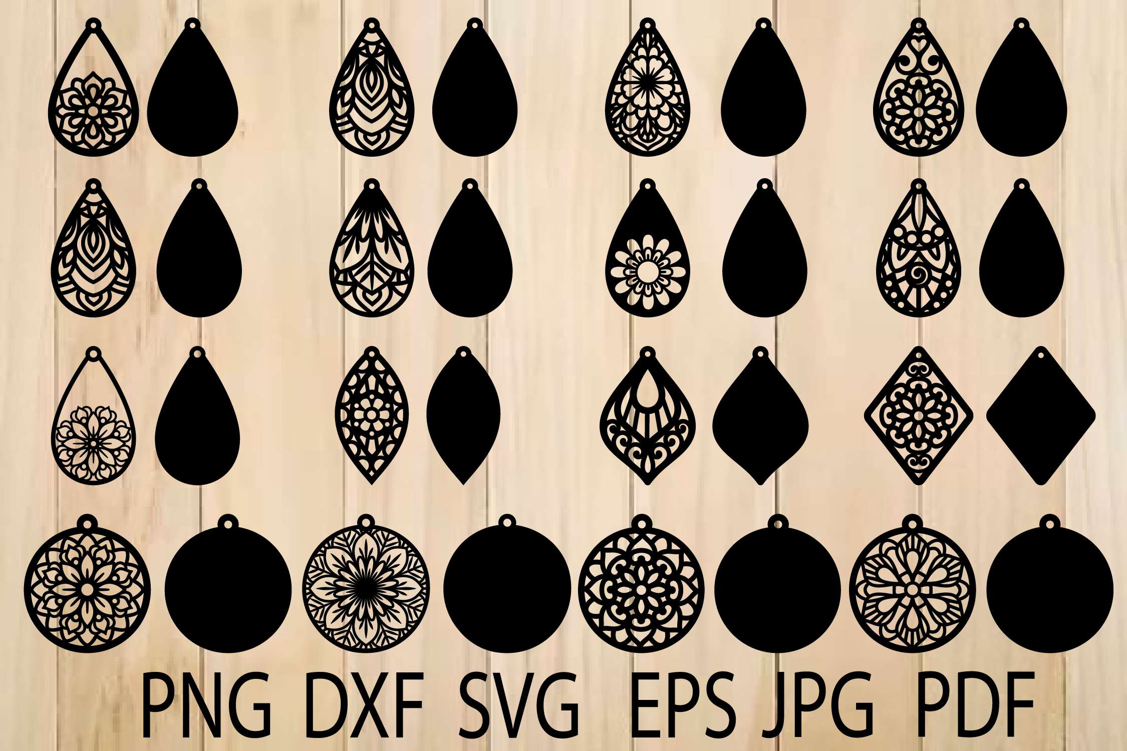 Earrings SVG, Mandala Earring SVG, Earrings Template By