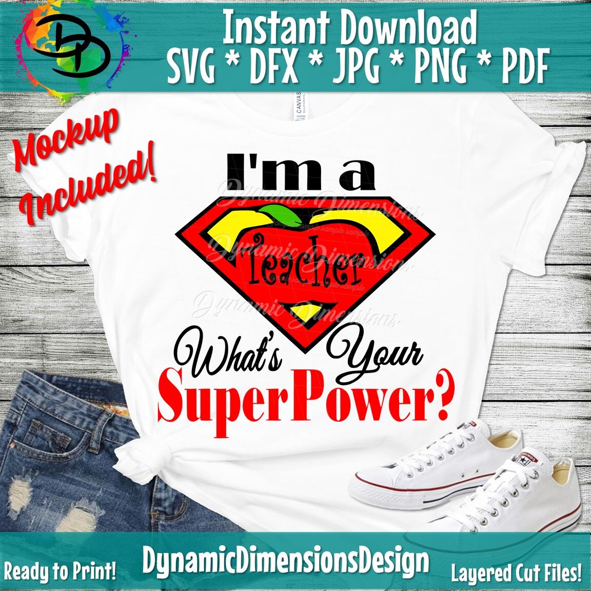 I'm a teacher what's your superpower SVG / Teacher Quote / Cut File /  clipart / printable / vector | commercial use instant download