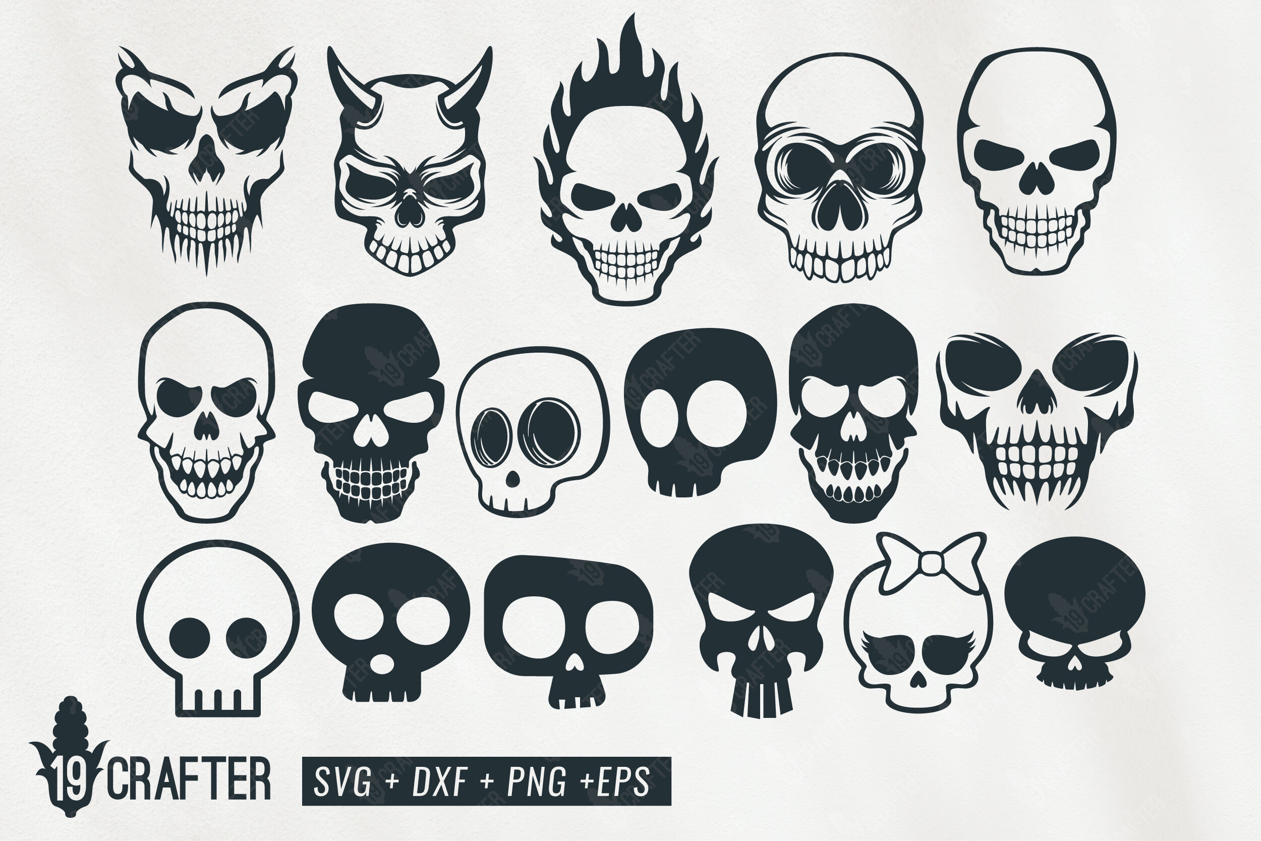 Cute And Spooky Skull Svg Bundle By Greatype19 Thehungryjpeg Com