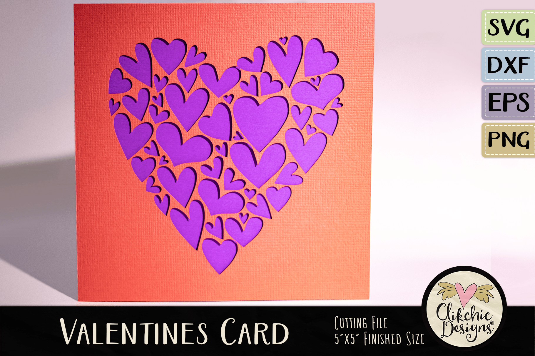 Valentine Hearts SVG Card Cutting File By Clikchic Designs