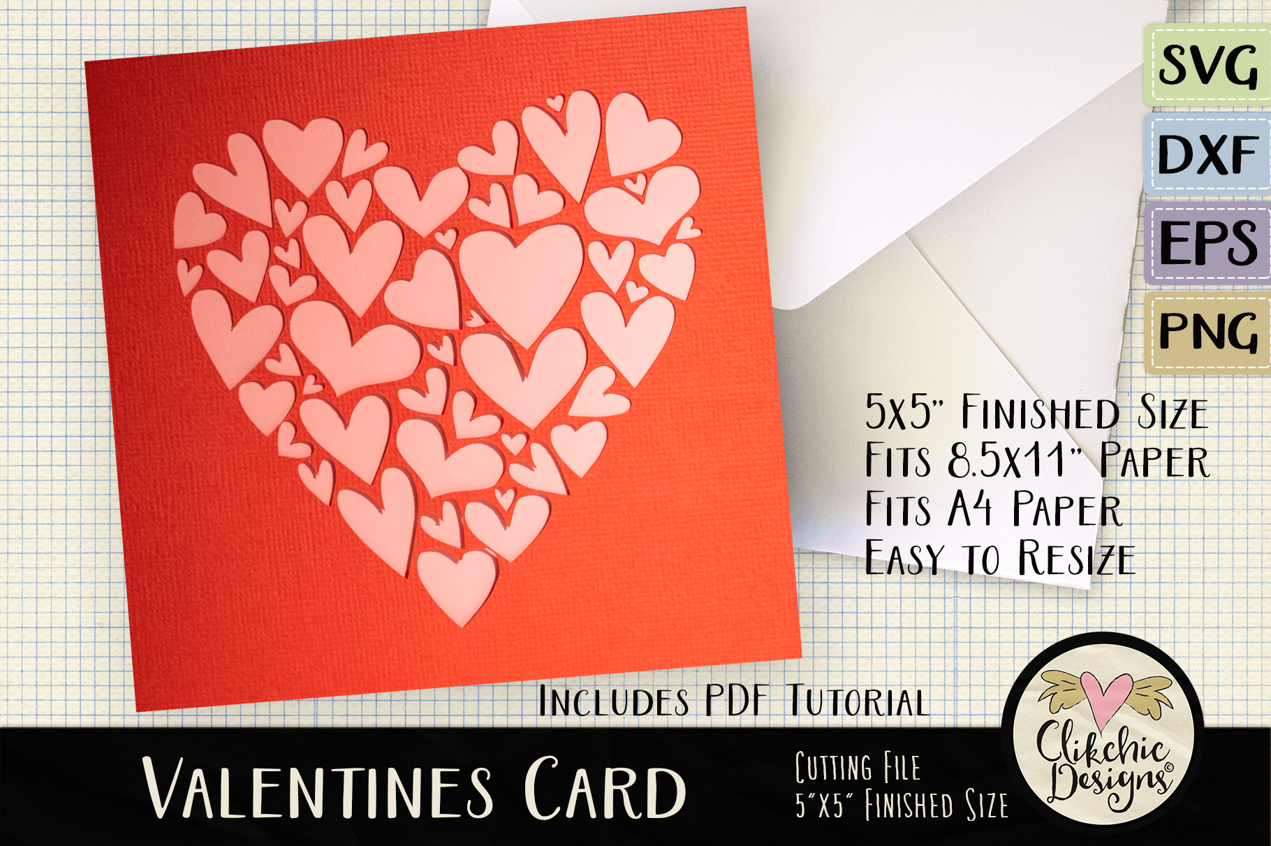 Download Valentine Hearts SVG Card Cutting File By Clikchic Designs ...