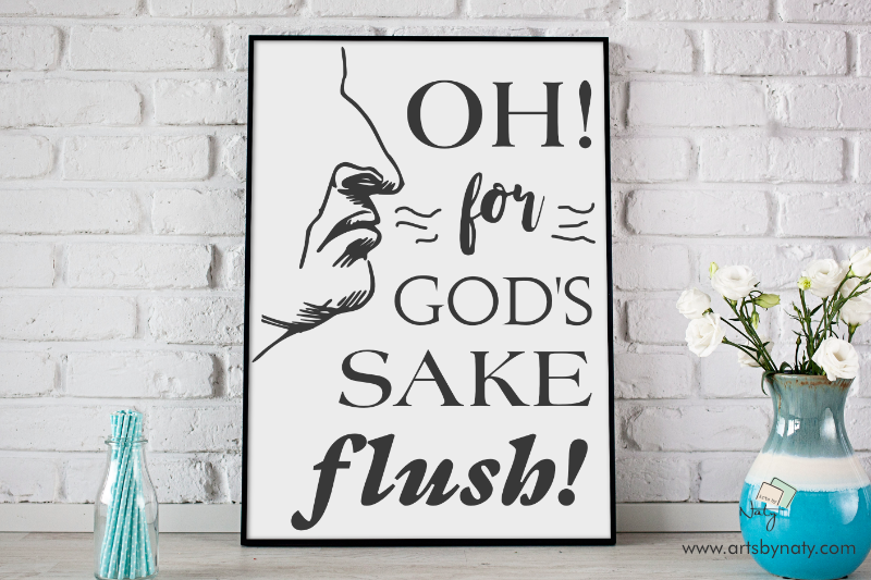 Download Funny Bathroom SVG Printable Sign Flush By ArtsByNaty ...