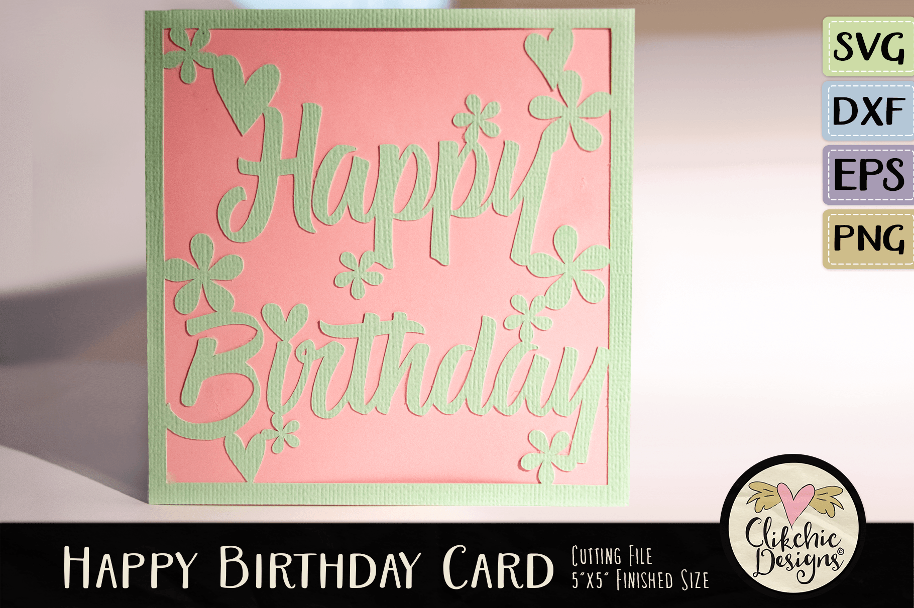 Floral Happy Birthday Card Svg Cutting File By Clikchic Designs Thehungryjpeg Com