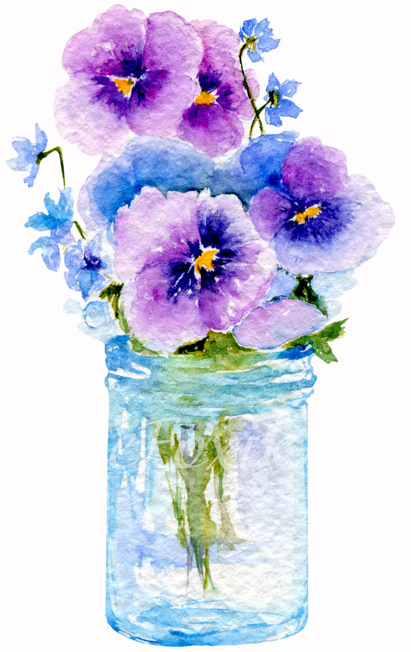 Spring bouquet set: two watercolor illustration of flower ...