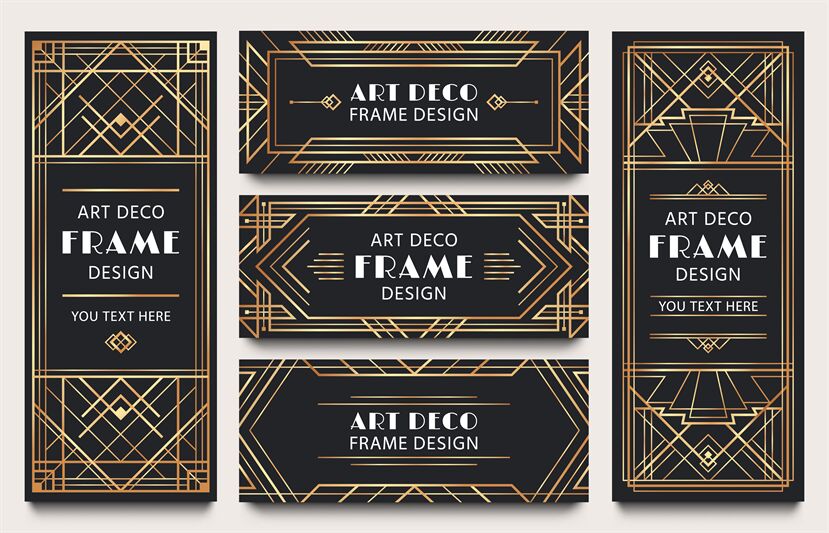 Golden Art Deco Banner Frames Geometric Gold Lines Frame Luxury Deco By Tartila Thehungryjpeg Com
