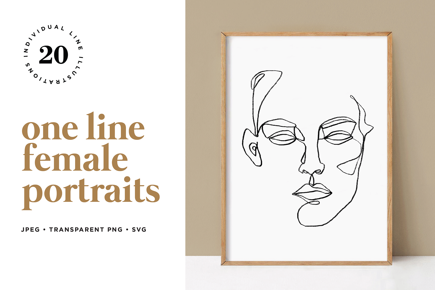 Minimalist One Line Female Portraits By Rough Edges Supply Thehungryjpeg Com