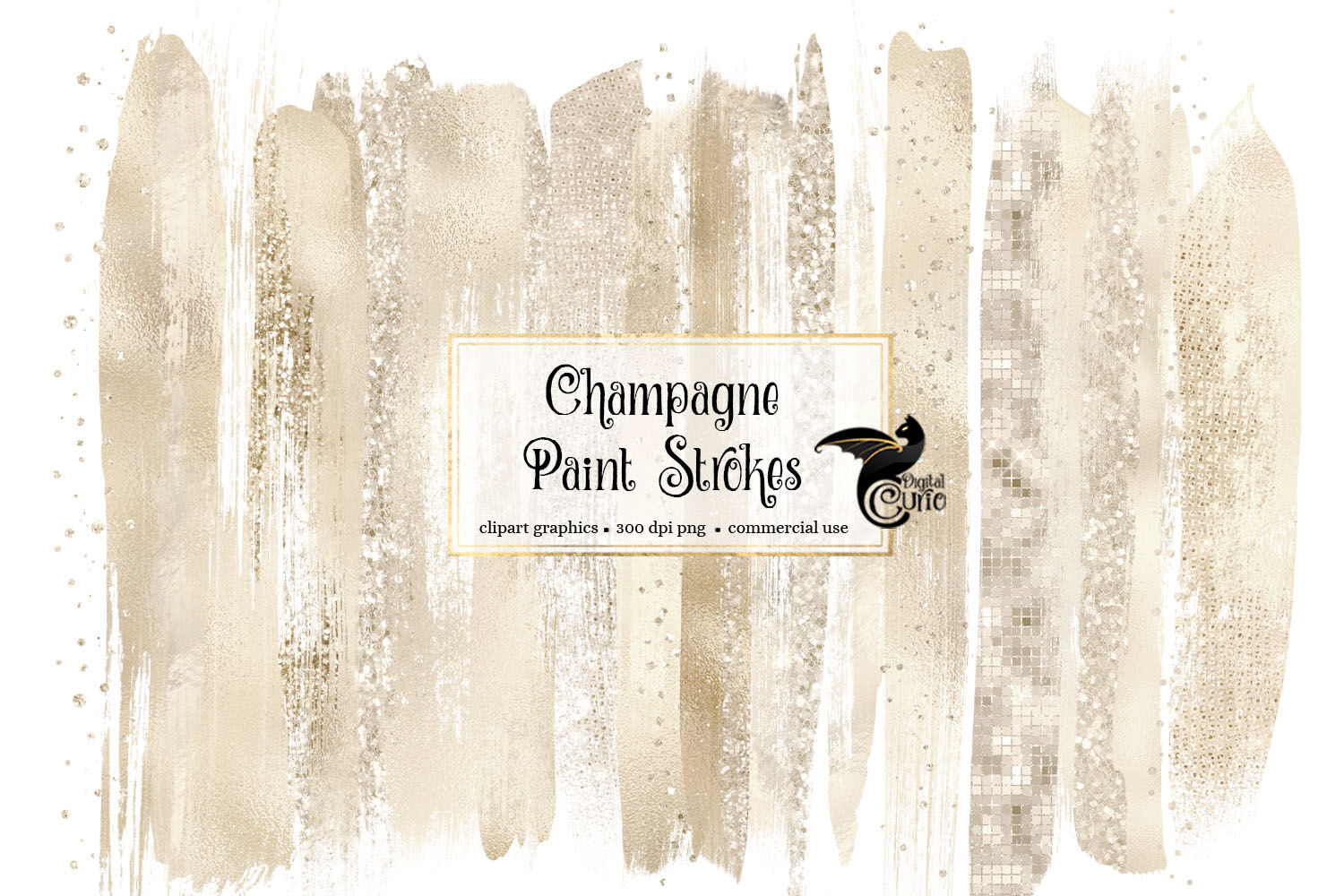 Champagne Brush Strokes Clipart By Digital Curio Thehungryjpeg Com