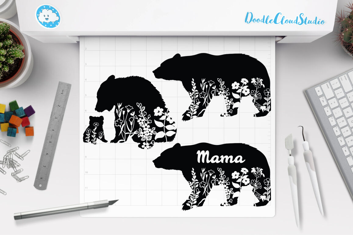 Download Floral Bear Svg Floral Baby And Mama Bear Svg Cut Files By Doodle Cloud Studio Thehungryjpeg Com