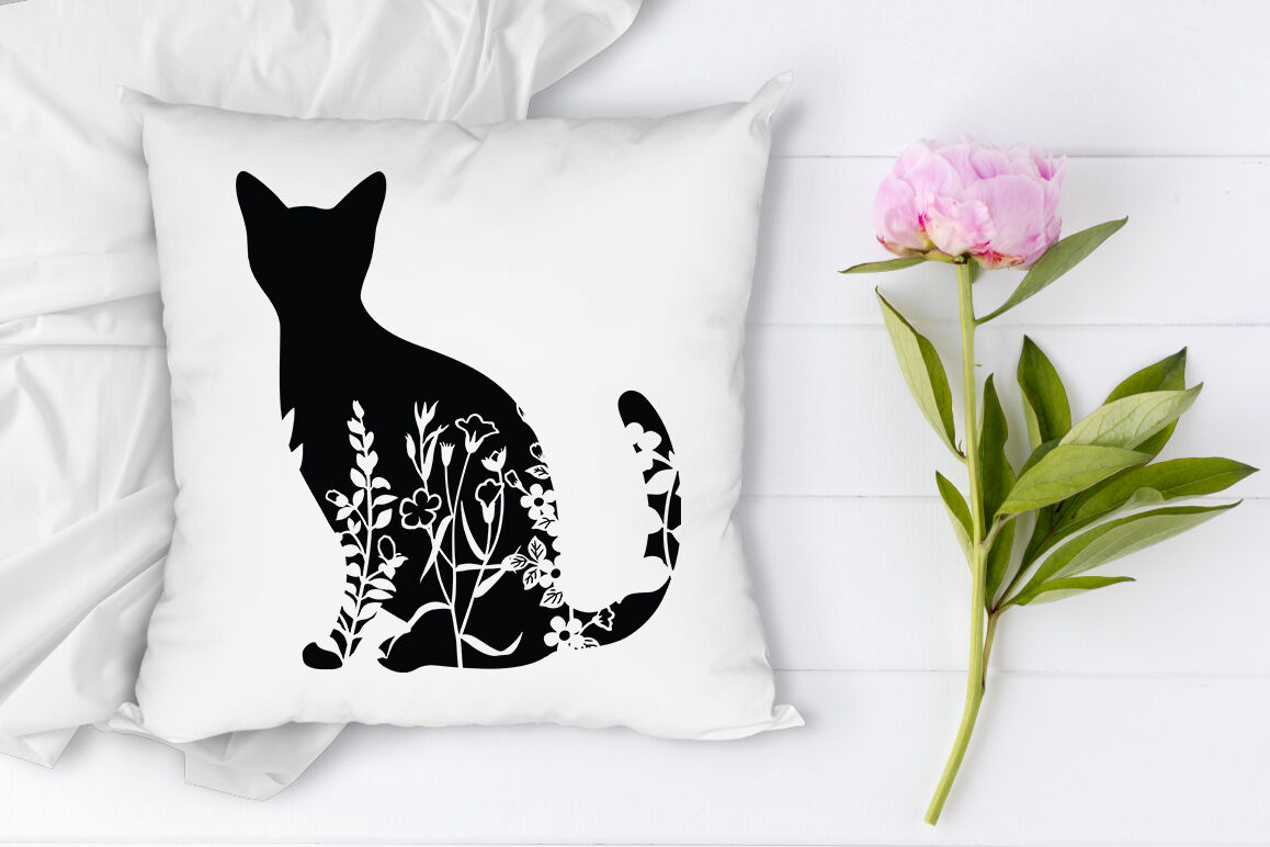 Floral Cat SVG, Flower Cat SVG Cut Files, Cat Clipart By Doodle Cloud
