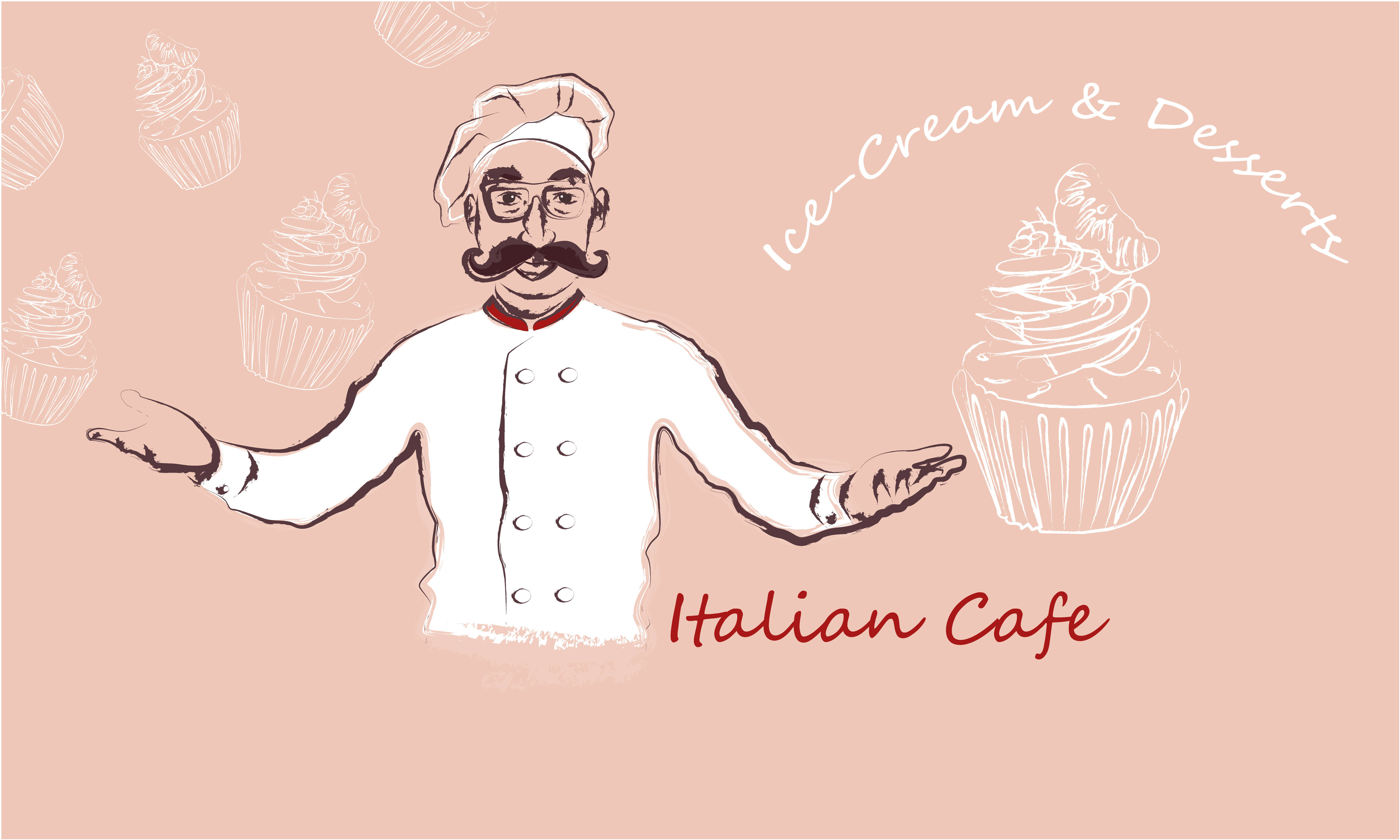 Italian Cafe Vector Cafe Label Menu Character Design By Status Love Thehungryjpeg Com