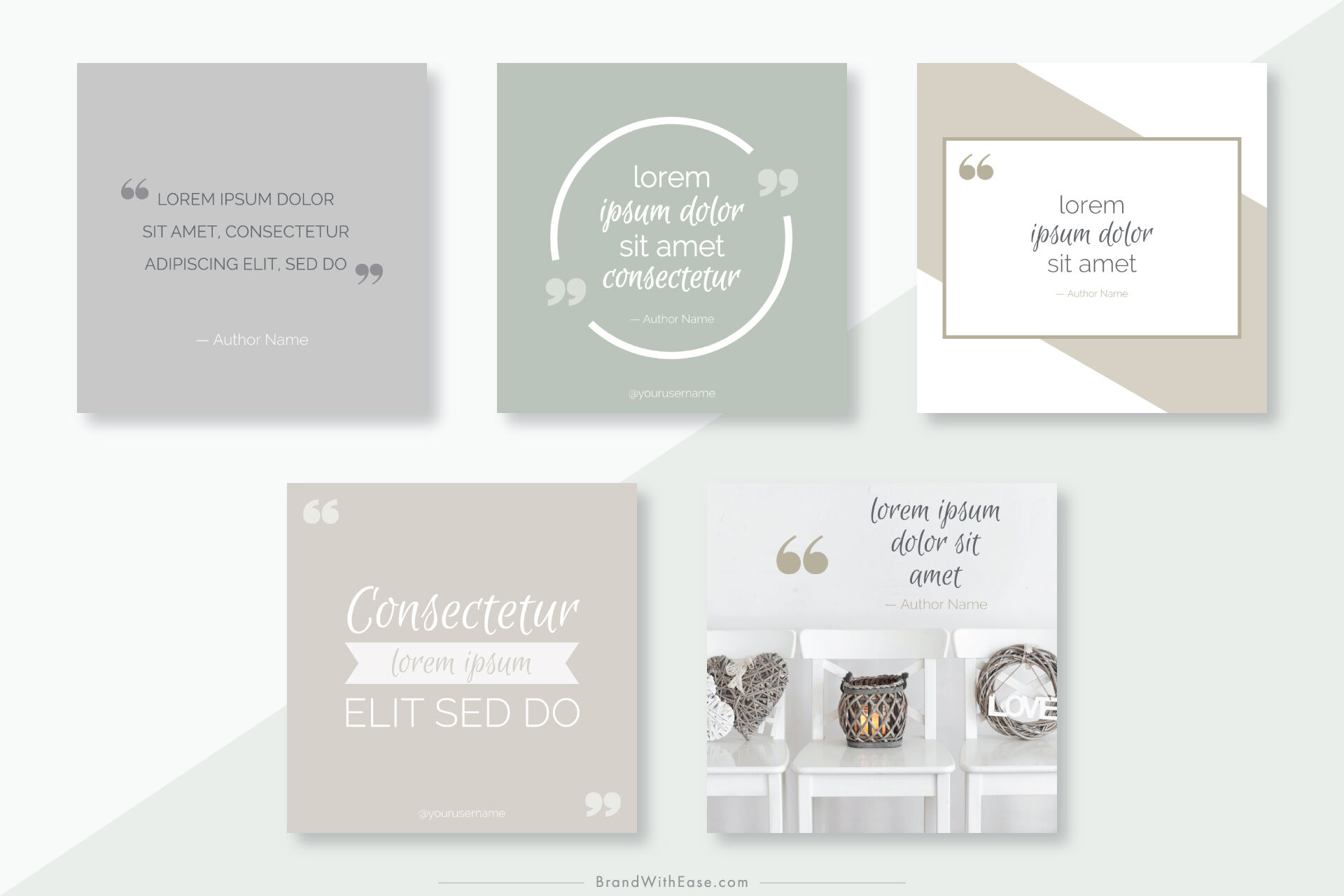 Instagram Neutral Quote Pack For Canva By Brand With Ease Thehungryjpeg Com
