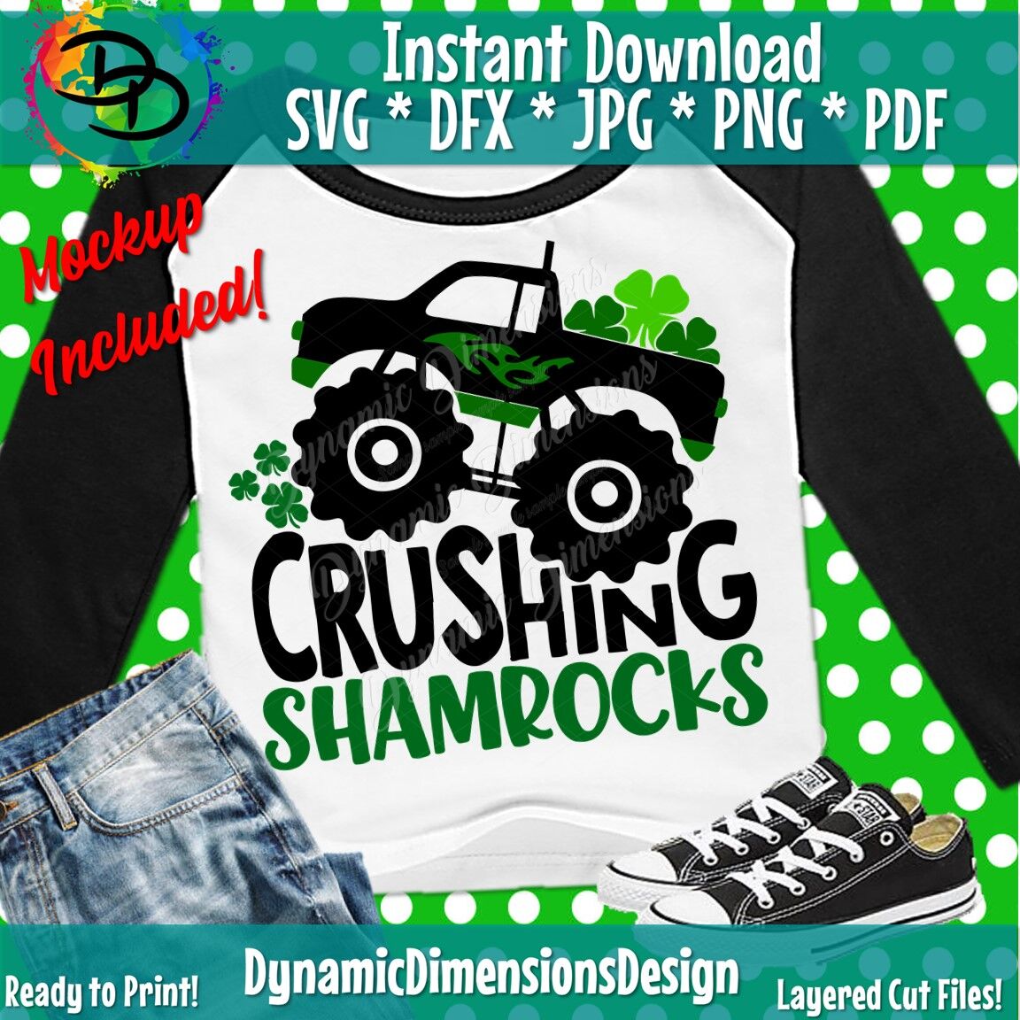 Crushing Shamrocks Monster Truck Svg St Patricks Day St Pattys Da By Dynamic Dimensions Thehungryjpeg Com