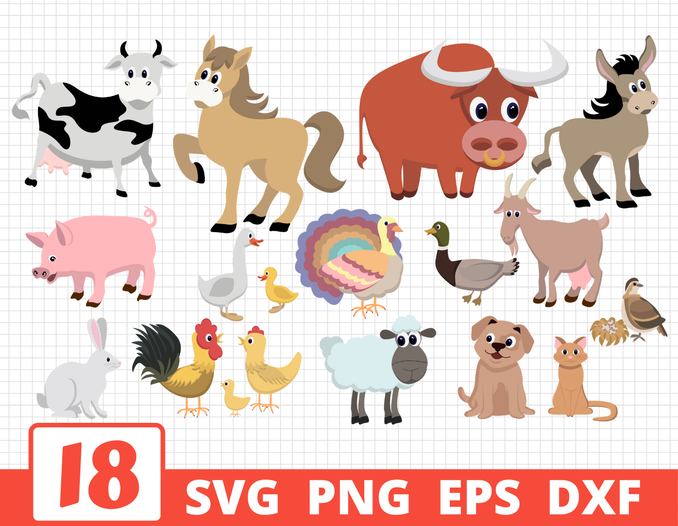 Download Cartoon Farm Animals Svg