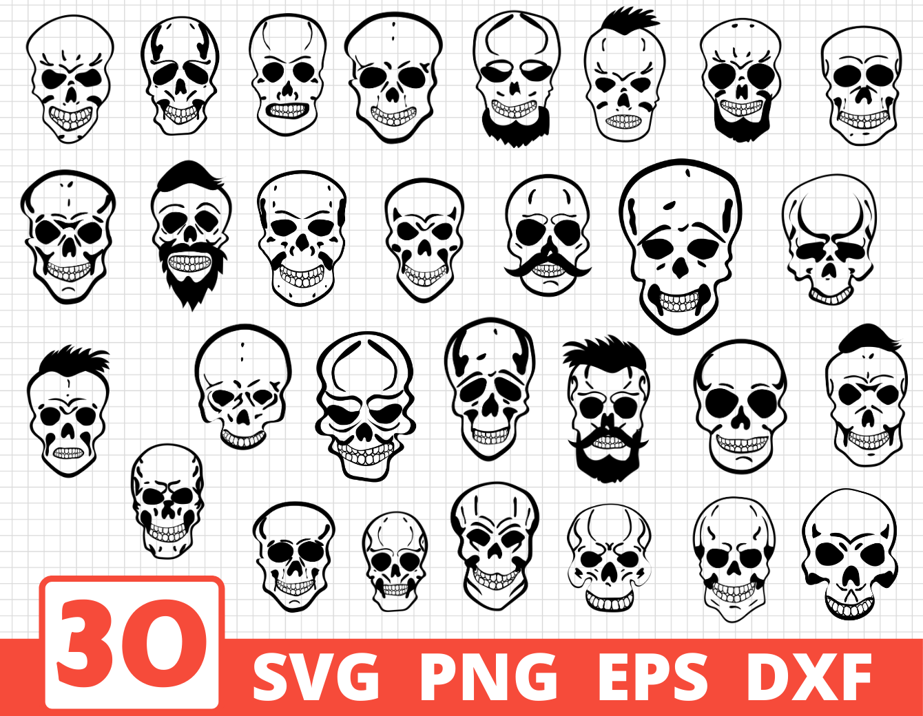 SKULL SVG BUNDLE, Skeleton vector, Skull clipart