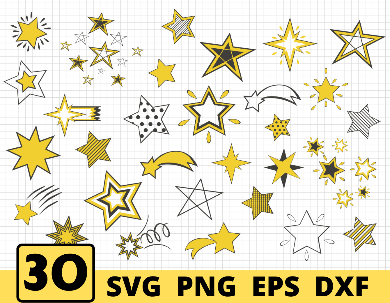 Png File 20 x Star Elements SVG & DXF Clipart Cute Stars png Star ...